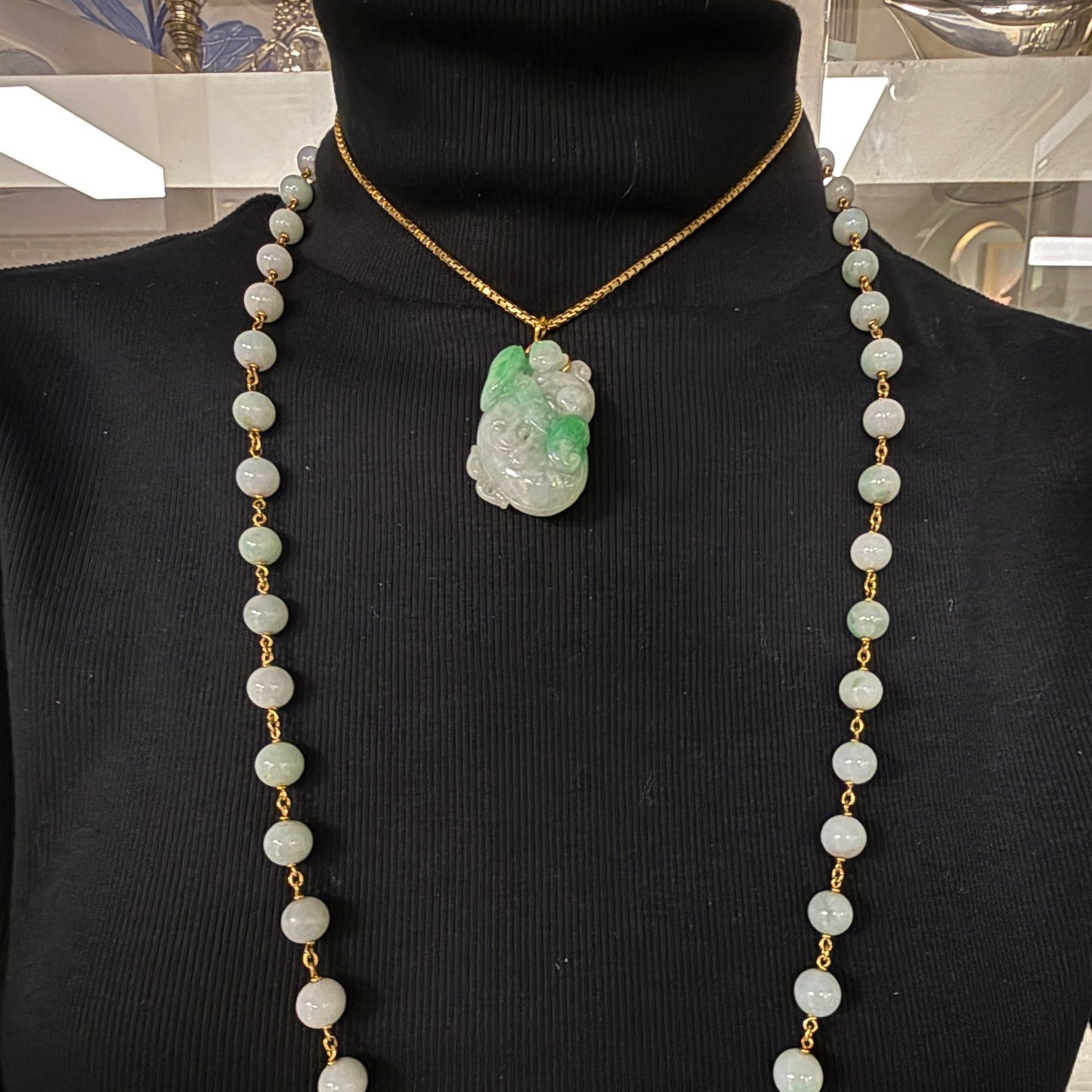 Estate Natural Apple Green Jadeite Pendant