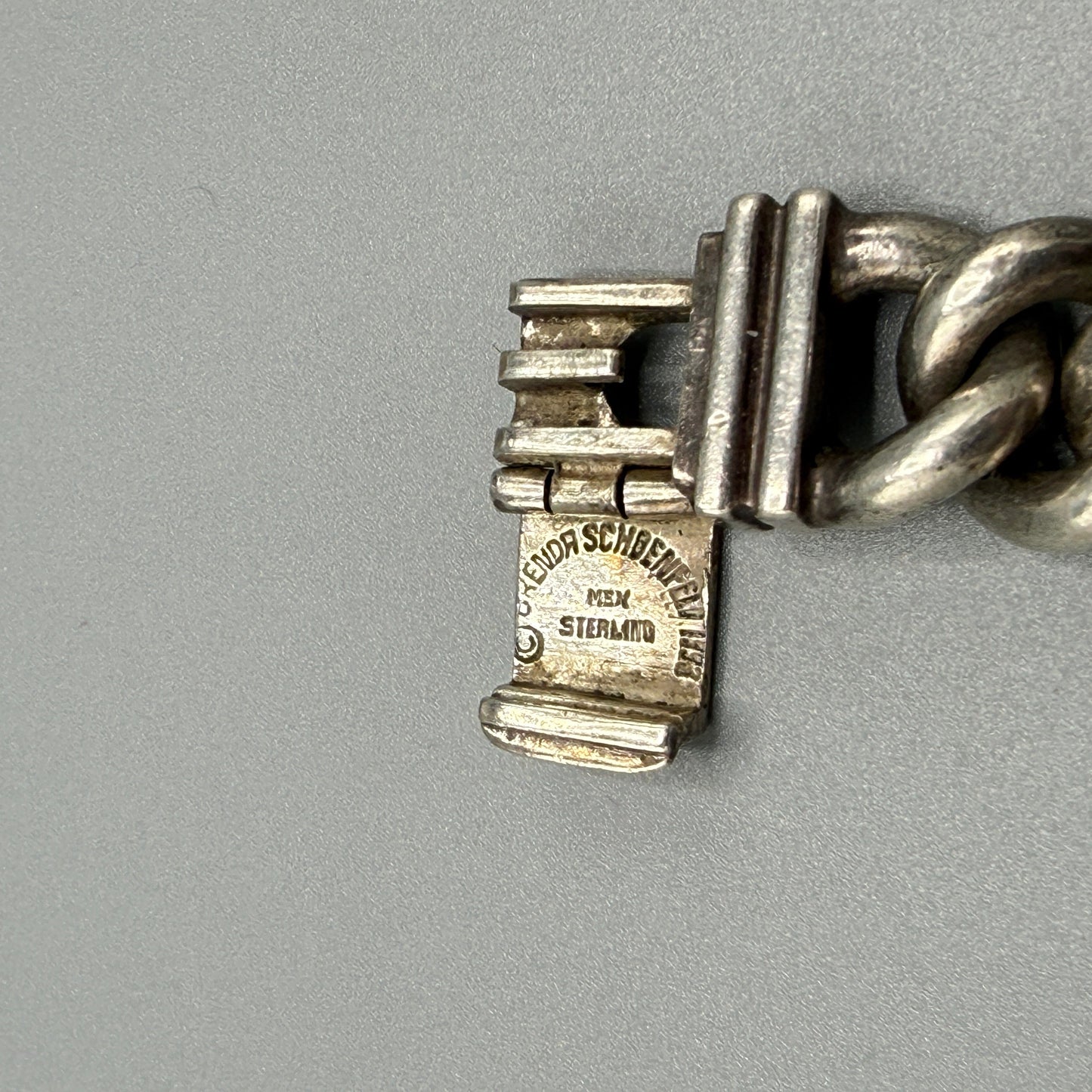 Estate Sterling Silver Curb Chain Identity Bracelet by Brenda Schoenfeld