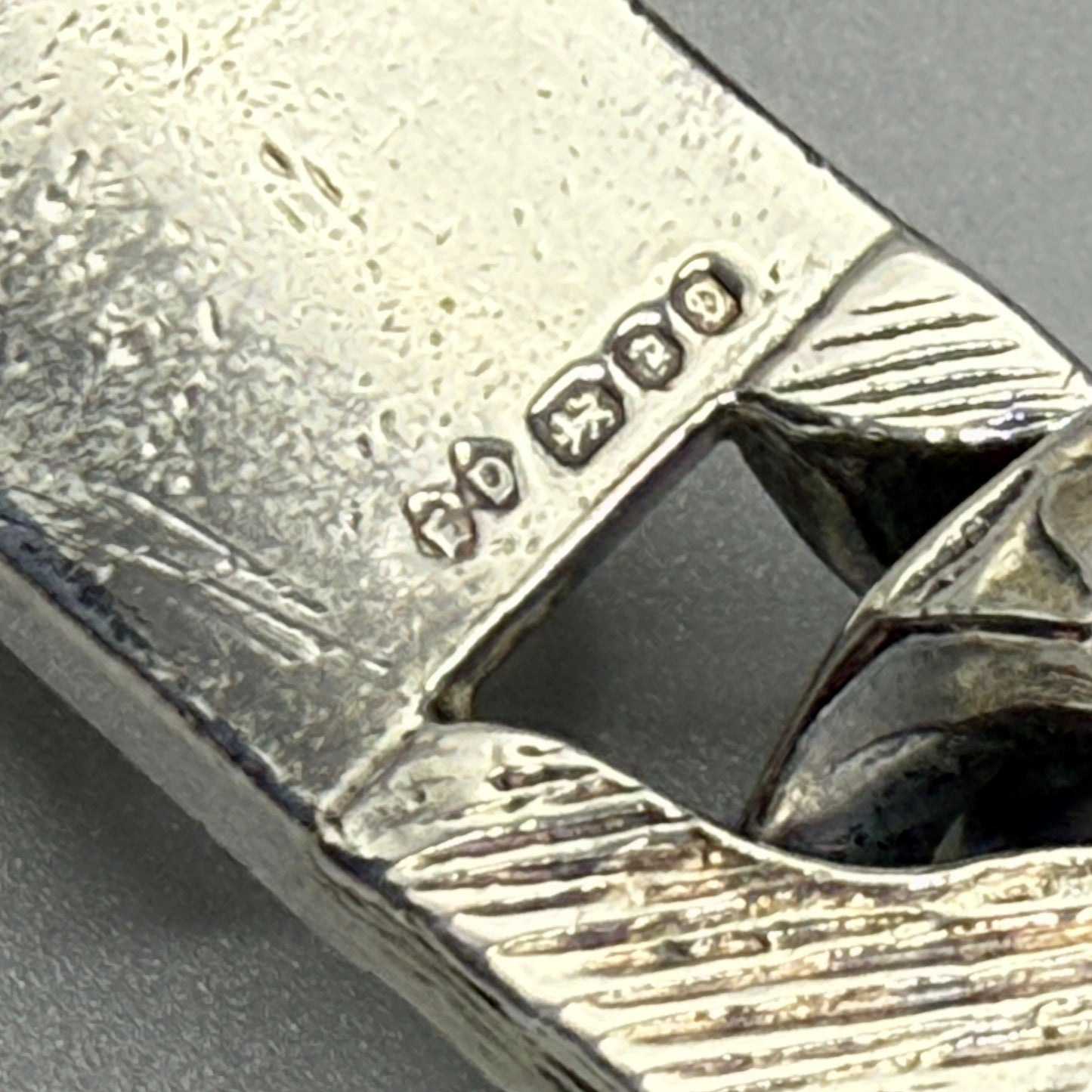 Estate Sterling Silver Brushed Curb Chain Identity Bracelet