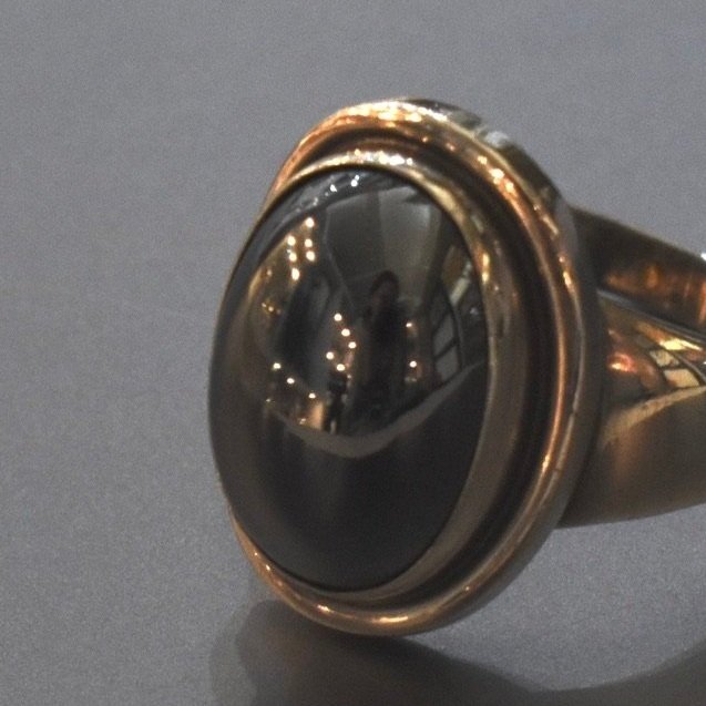 Estate Georg Jensen Sterling Silver and Hematite Ring by Harald Nielsen No. 46A