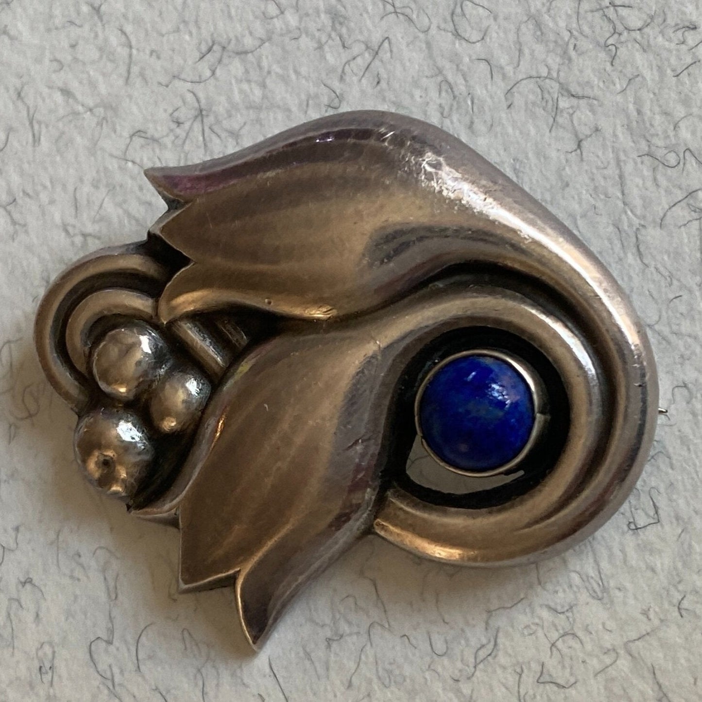 Georg Jensen Sterling Brooch with Lapis Design No. 100A