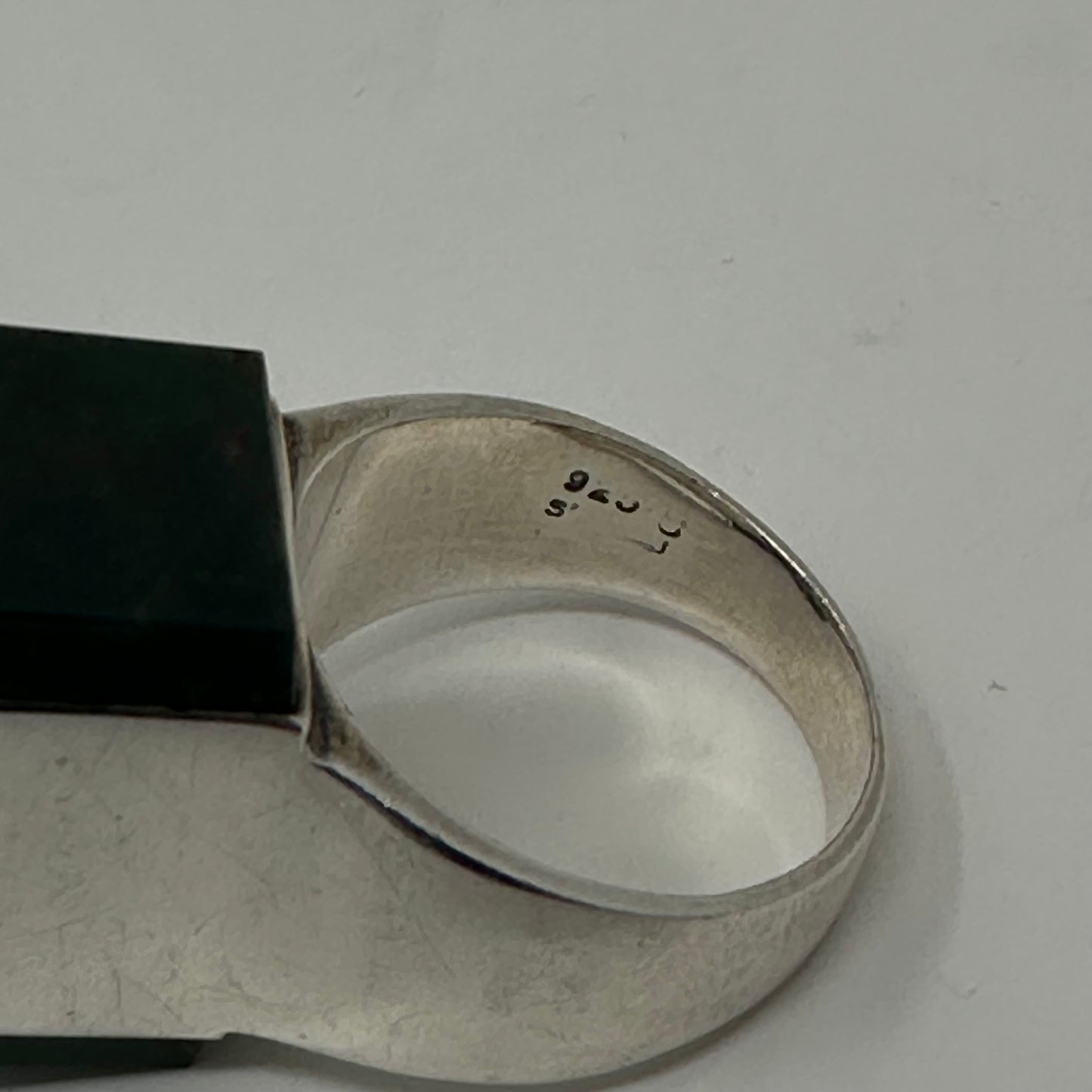 Sterling Silver Geometric Modernist Ring with Bloodstone Cabochons by S' Paliu size 7