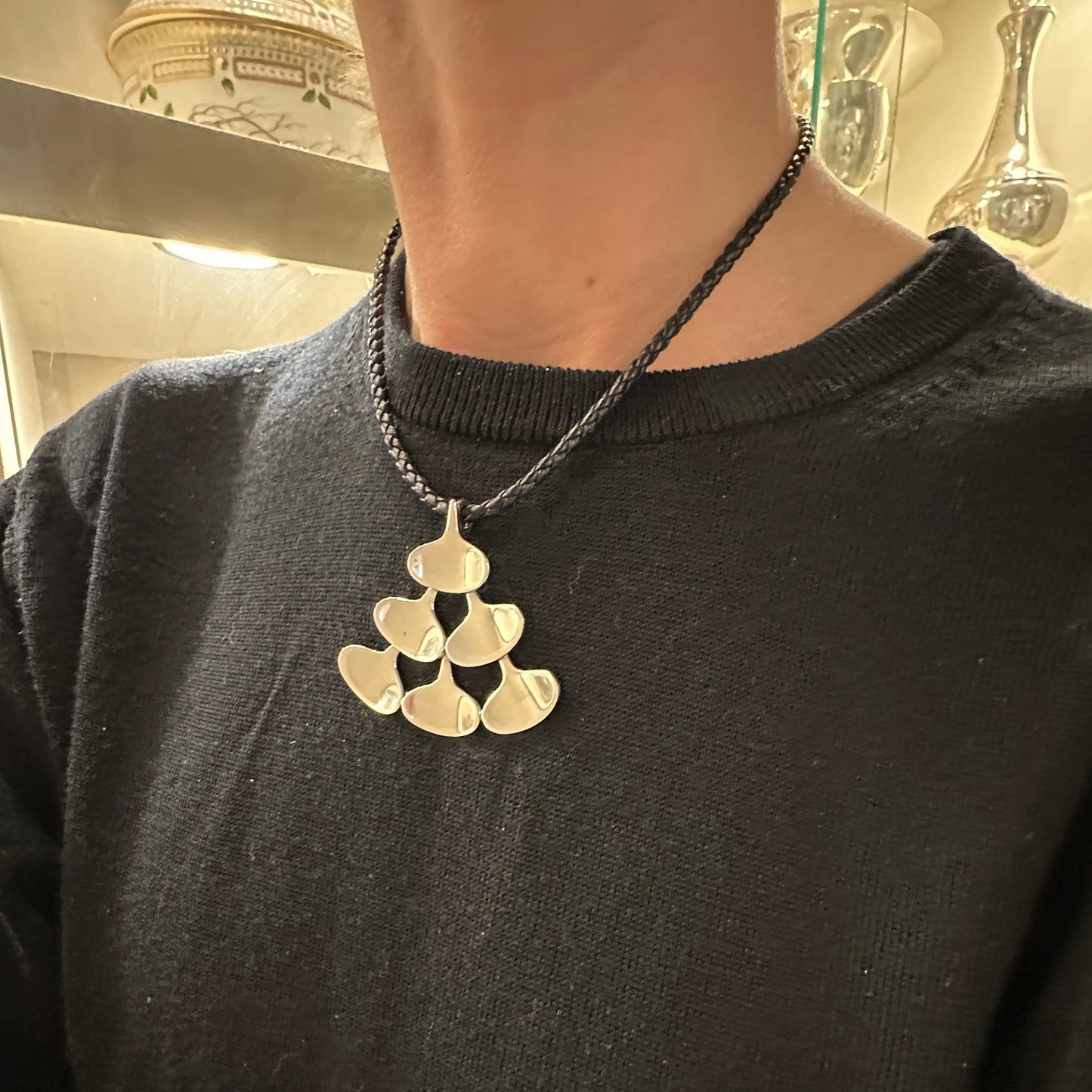 Estate Ib Bluitgen Sterling Silver Modernist Six Teardrop Tree Pendant No 15B