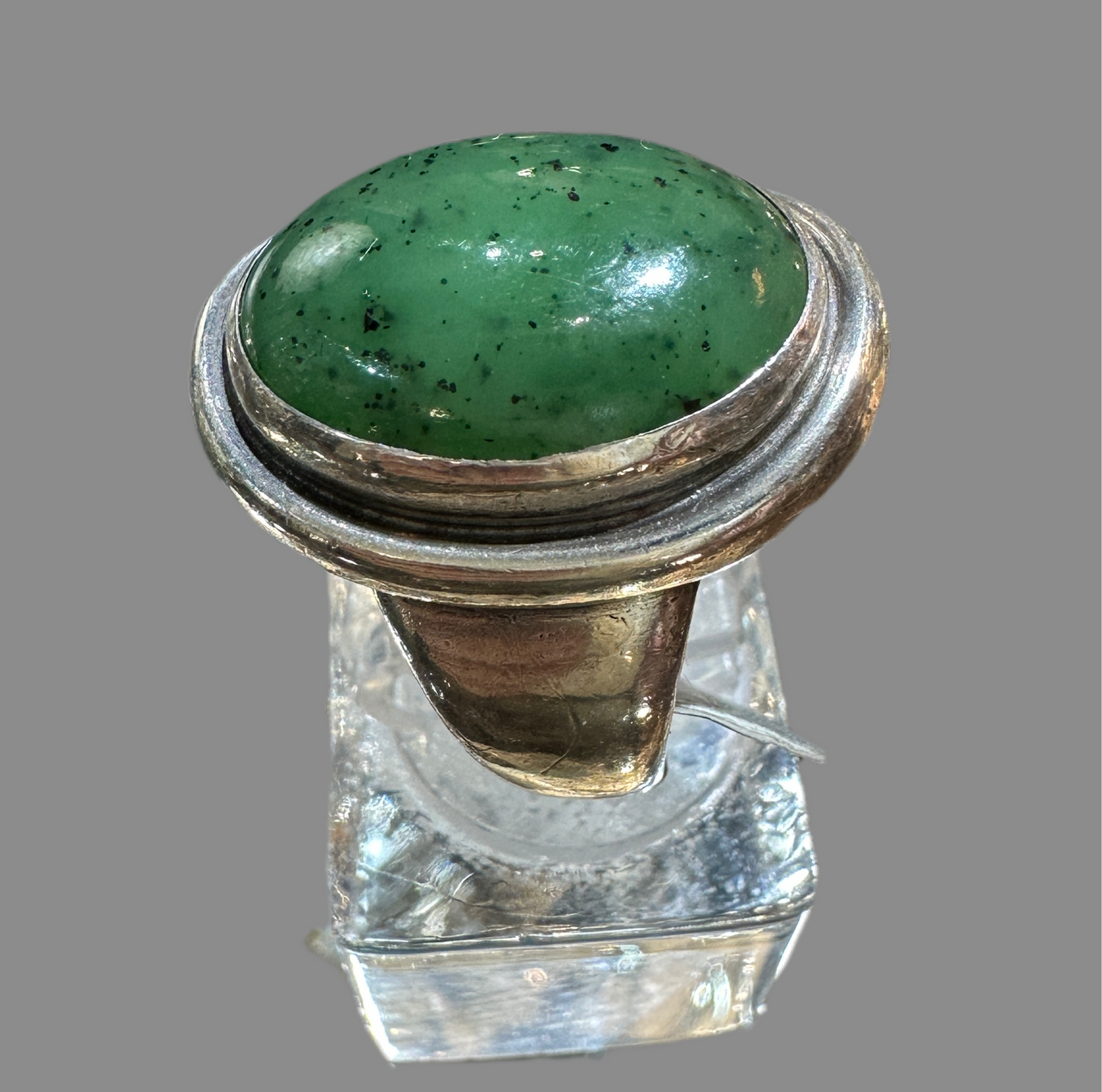 Estate Georg Jensen Sterling Silver Jade Ring by Harald Nielsen No 46A