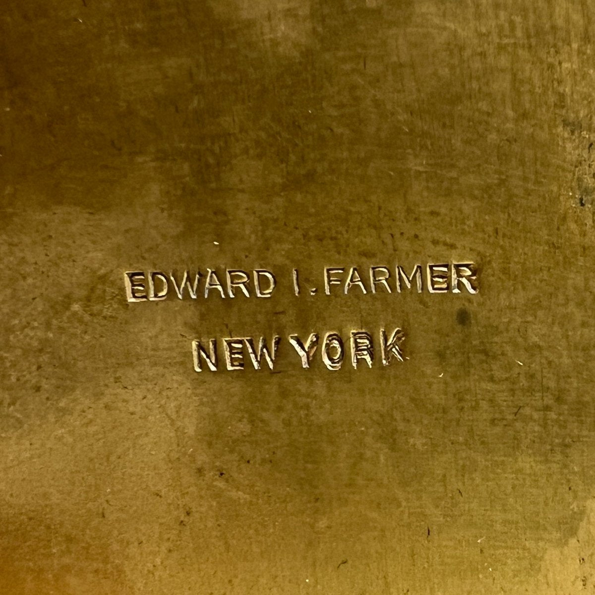 Edward Farmer Very Heavy Brite-Cut Green & White Jade Inkwell featuring Jade Elephant Finial & Light Vermeil Sterling Silver Fittings