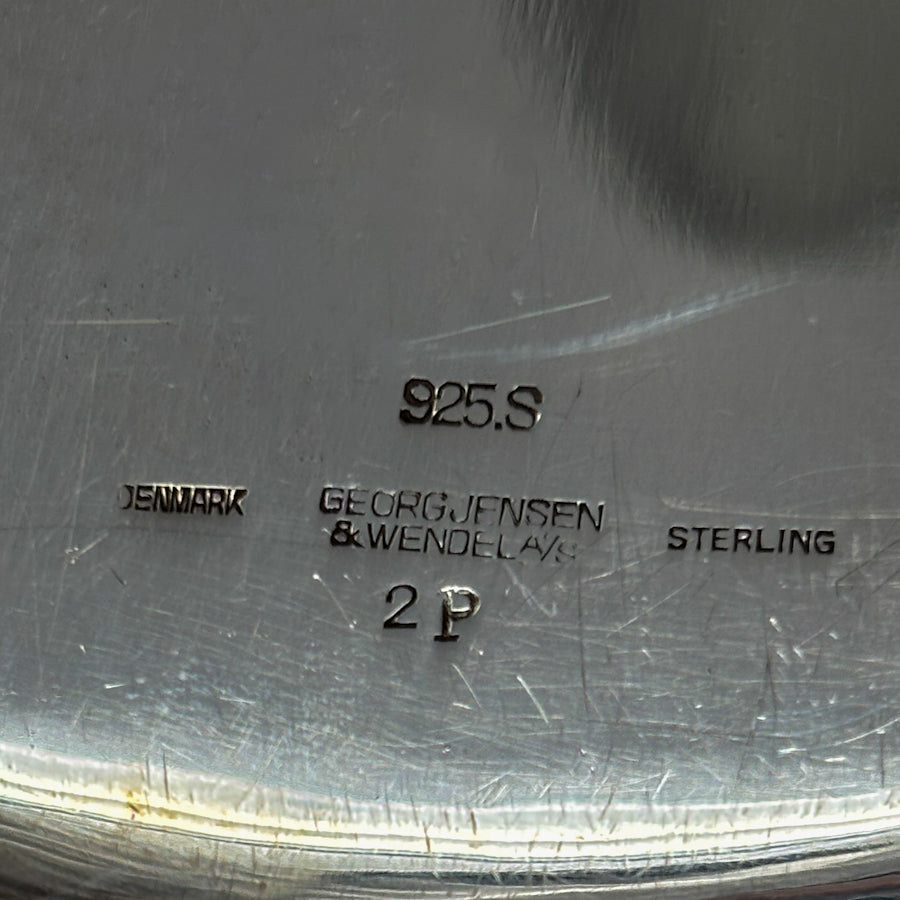 Estate Georg Jensen Sterling Silver “Blossom” Creamer and Sugar Bowl No. 2D on Tray No. 2P