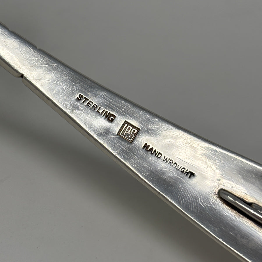 Estate Lona P. Schaeffer Handwrought Sterling Silver Sauce Ladle with Leaf Handle