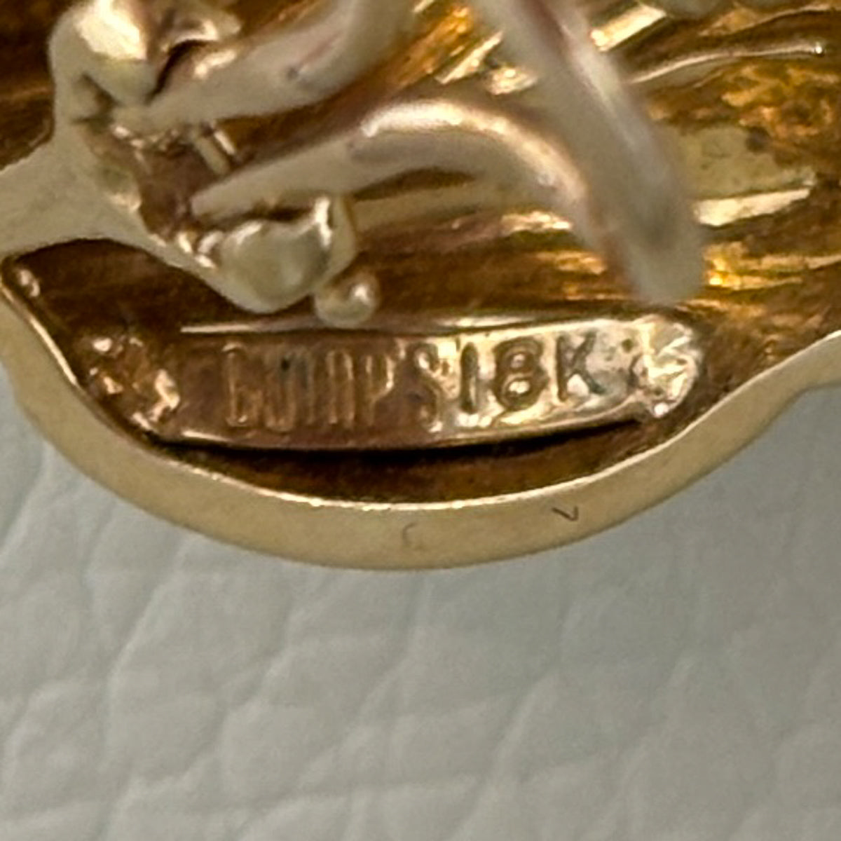 Estate 18K Yellow Gold Omega Back Sculpted Shell Earrings