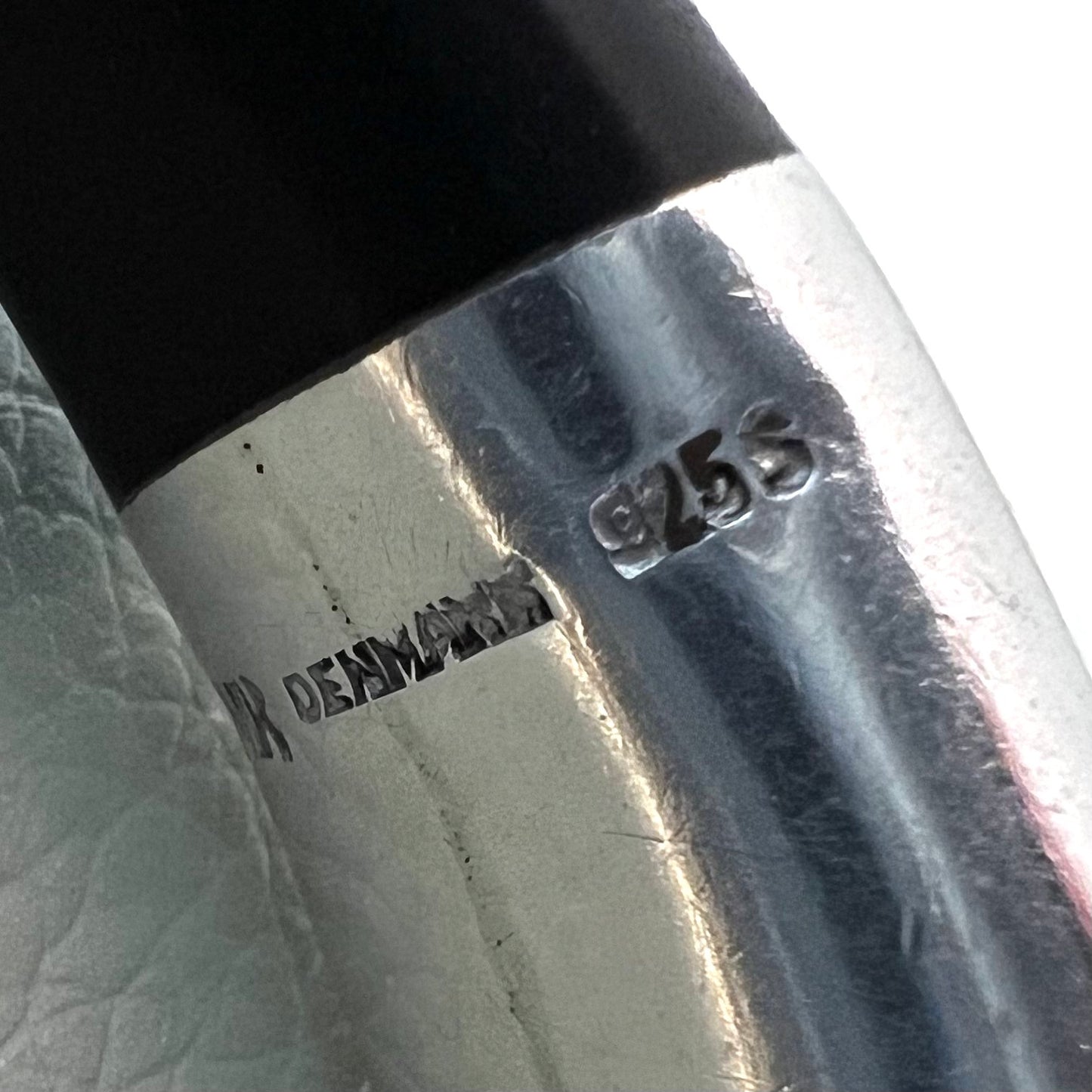 Estate Andreas Mikkelsen Sterling Silver & Dark Wood Oval Bangle Bracelet