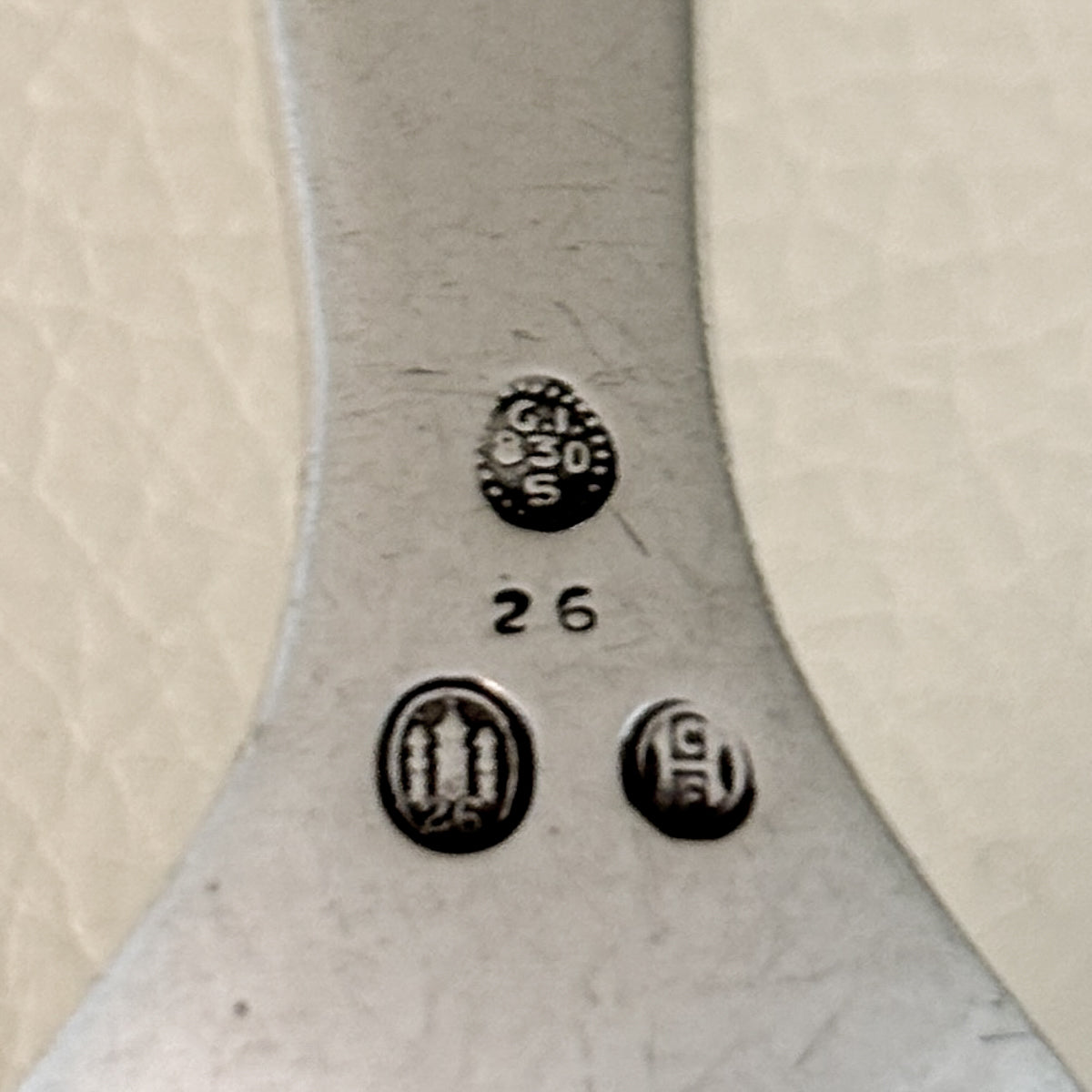 Estate Georg Jensen 830 Silver Pierced Ornamental "Leaf & Berry" Sugar Spoon No. 26