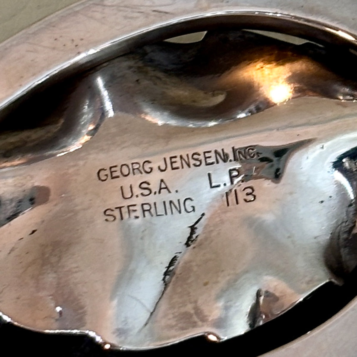 Estate Georg Jensen Inc. Lapaglia Sterling Silver Art Nouveau Salad Server & Fork Set No. 113