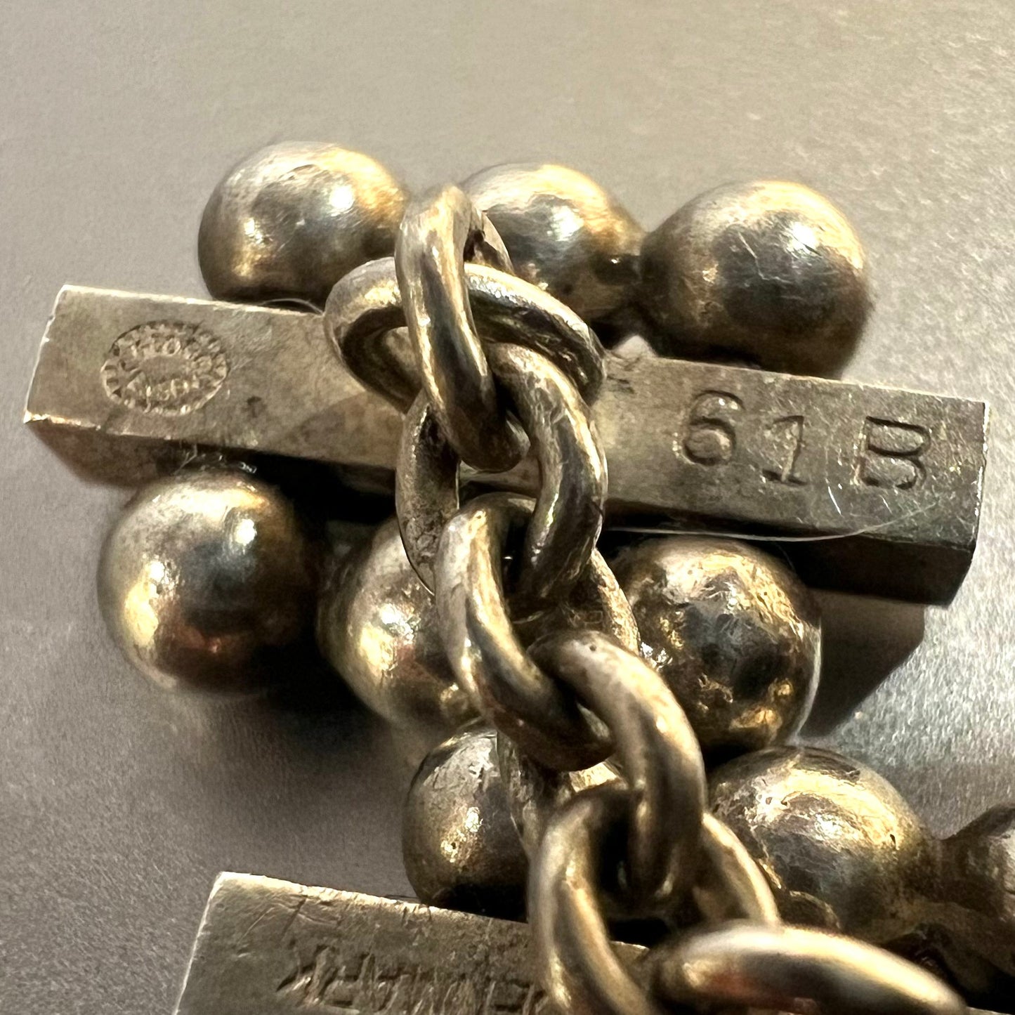 Estate Georg Jensen Sterling Silver Cufflinks with Tie Tack 3 Piece Set by Harald Nielsen No. 61B