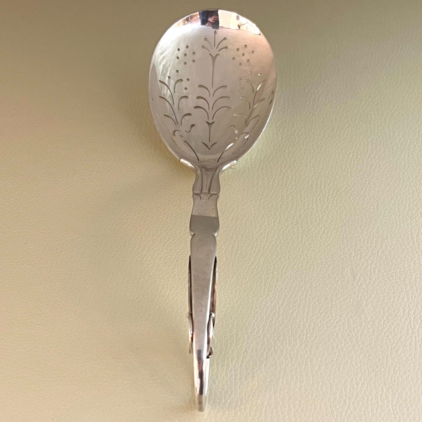Estate Georg Jensen Sterling Silver "Leaf & Berry" Serving Spoon with Pierced Bowl No. 141