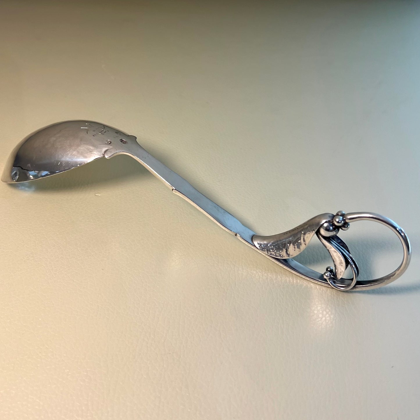Estate Georg Jensen Sterling Silver "Peapod" Ornamental Serving Spoon Design No. 141