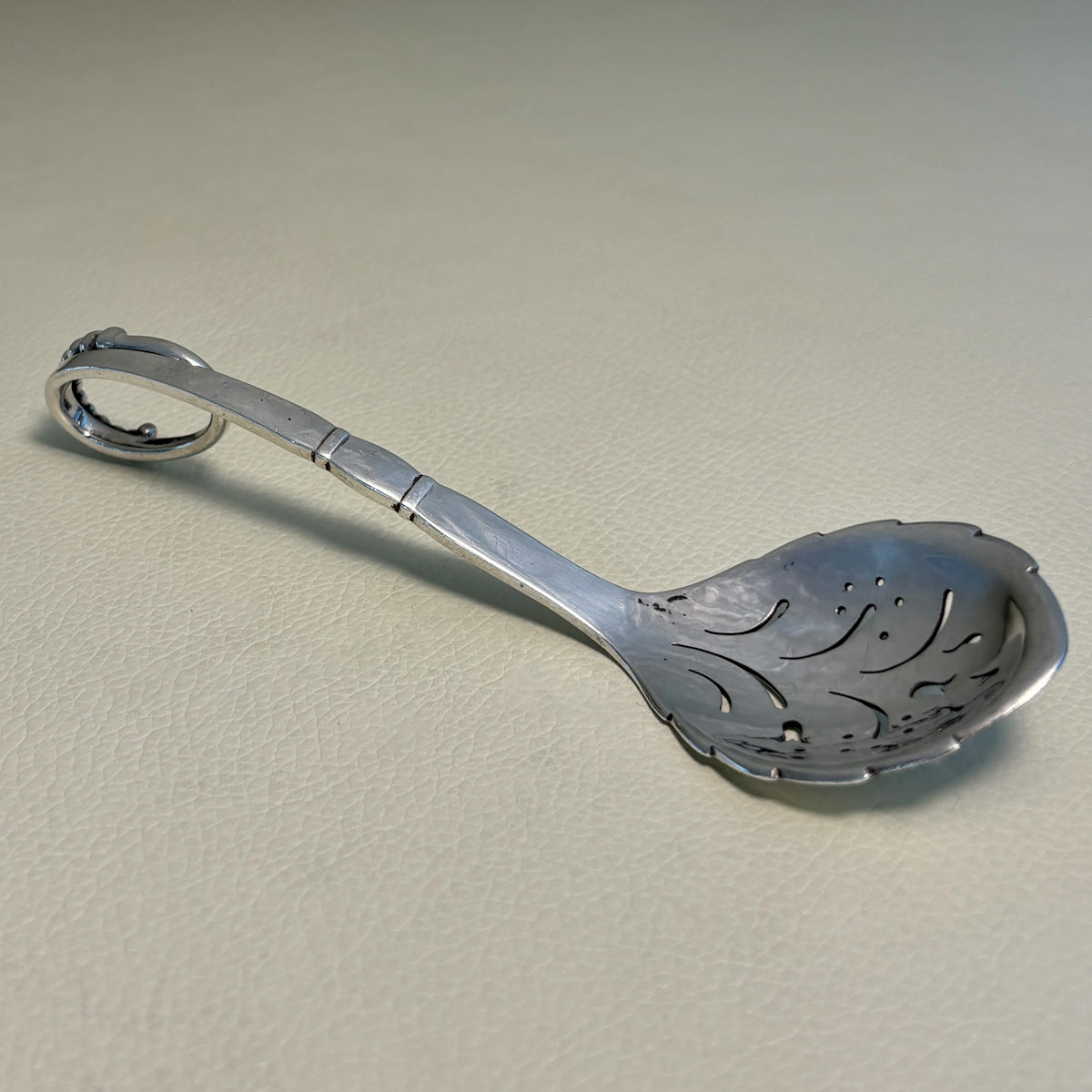 Estate Georg Jensen Sterling Silver Ornamental Pierced Nut Spoon