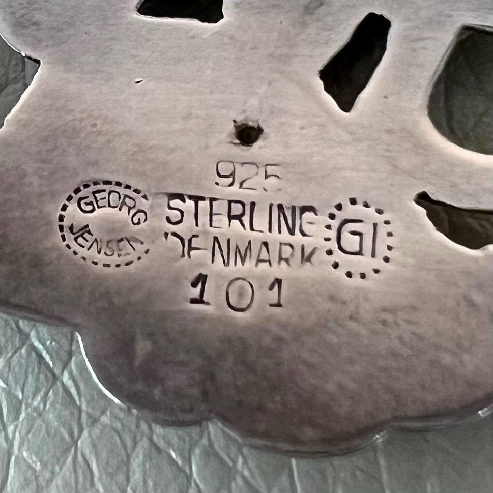 Estate Georg Jensen Sterling Silver Oval Grape & Leaf Brooch No. 101