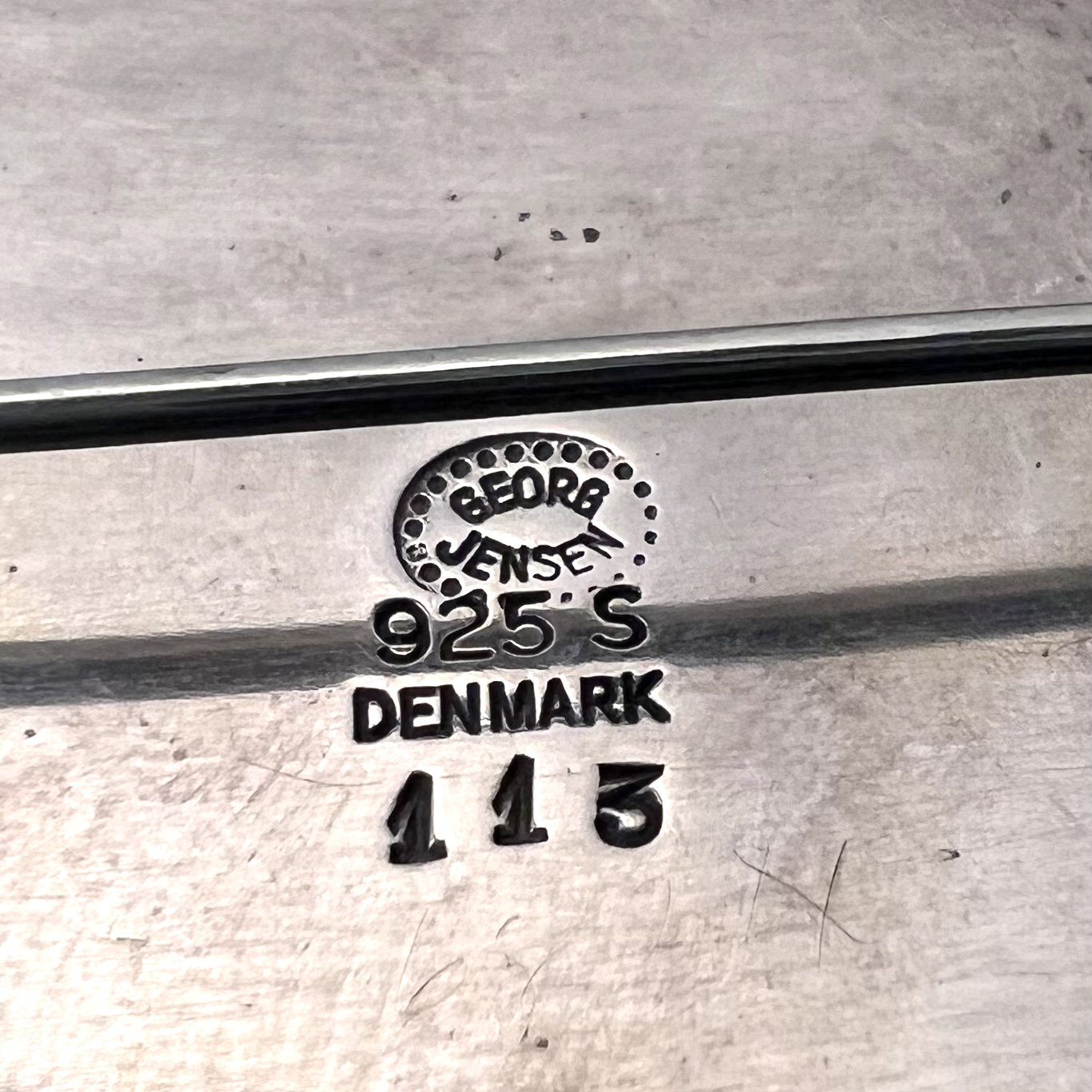 Estate Georg Jensen Sterling Silver Pansy Brooch with Moonstone No. 113