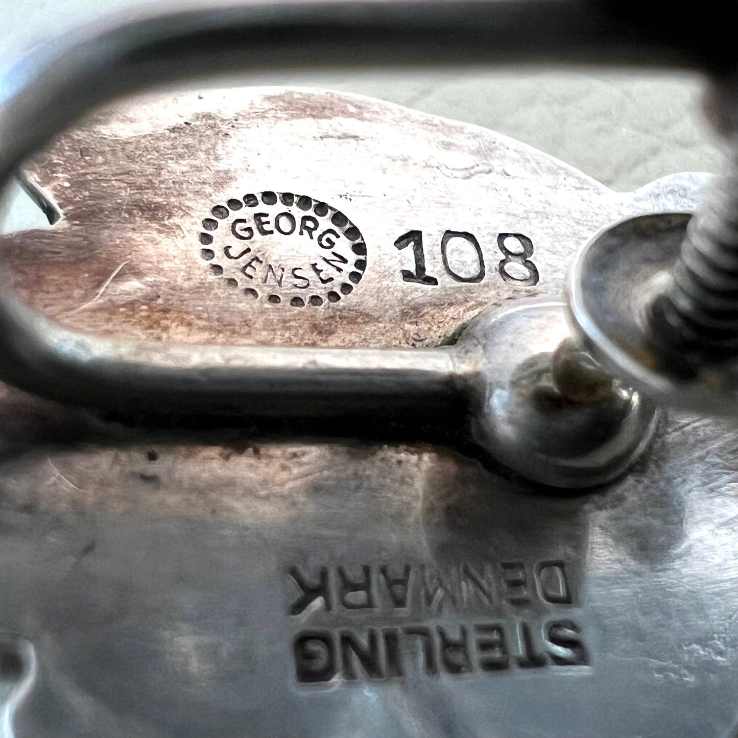 Estate Georg Jensen Sterling Silver Screw Back Earrings No. 108