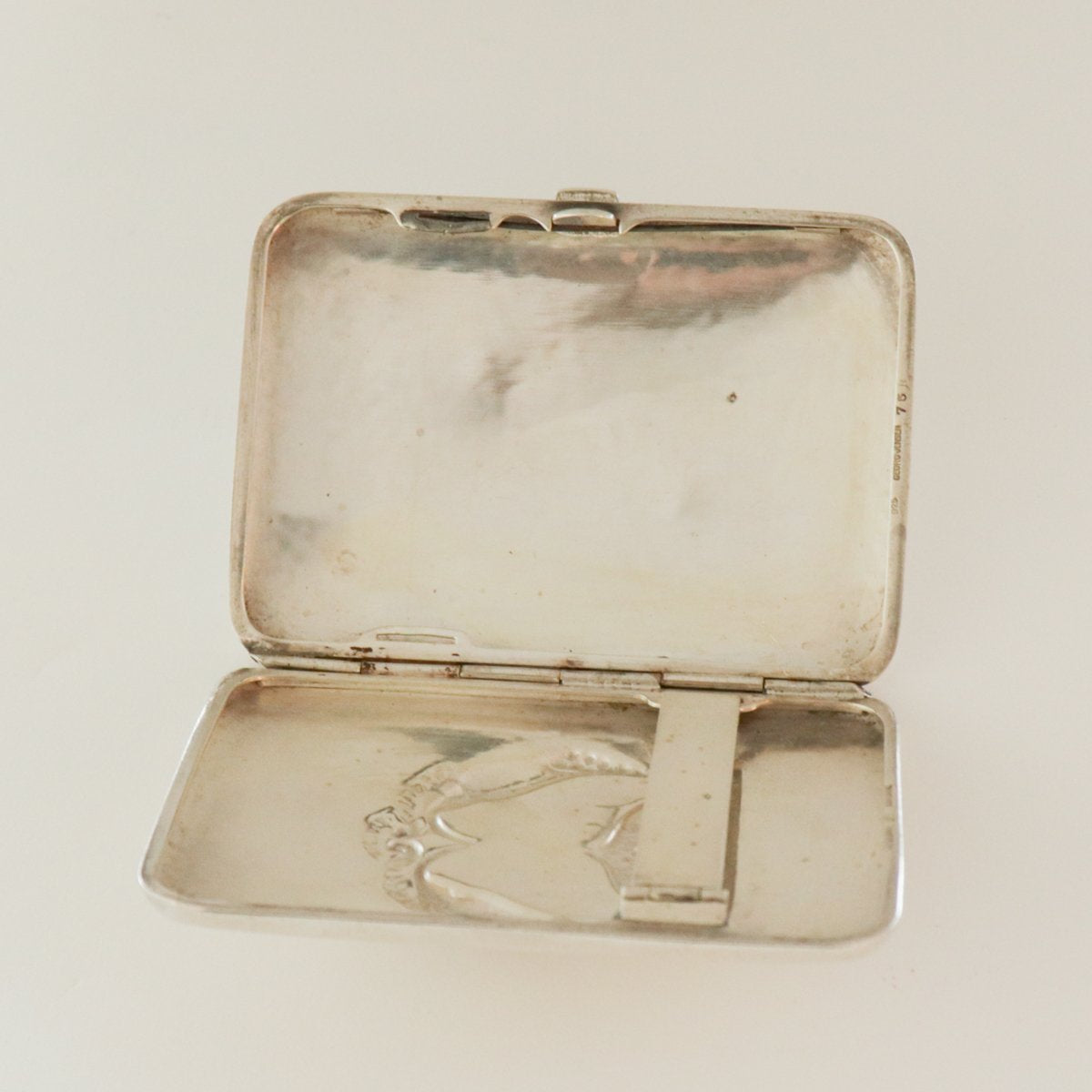 Estate Georg Jensen Sterling Silver & Garnet Cigarette Case No 75B