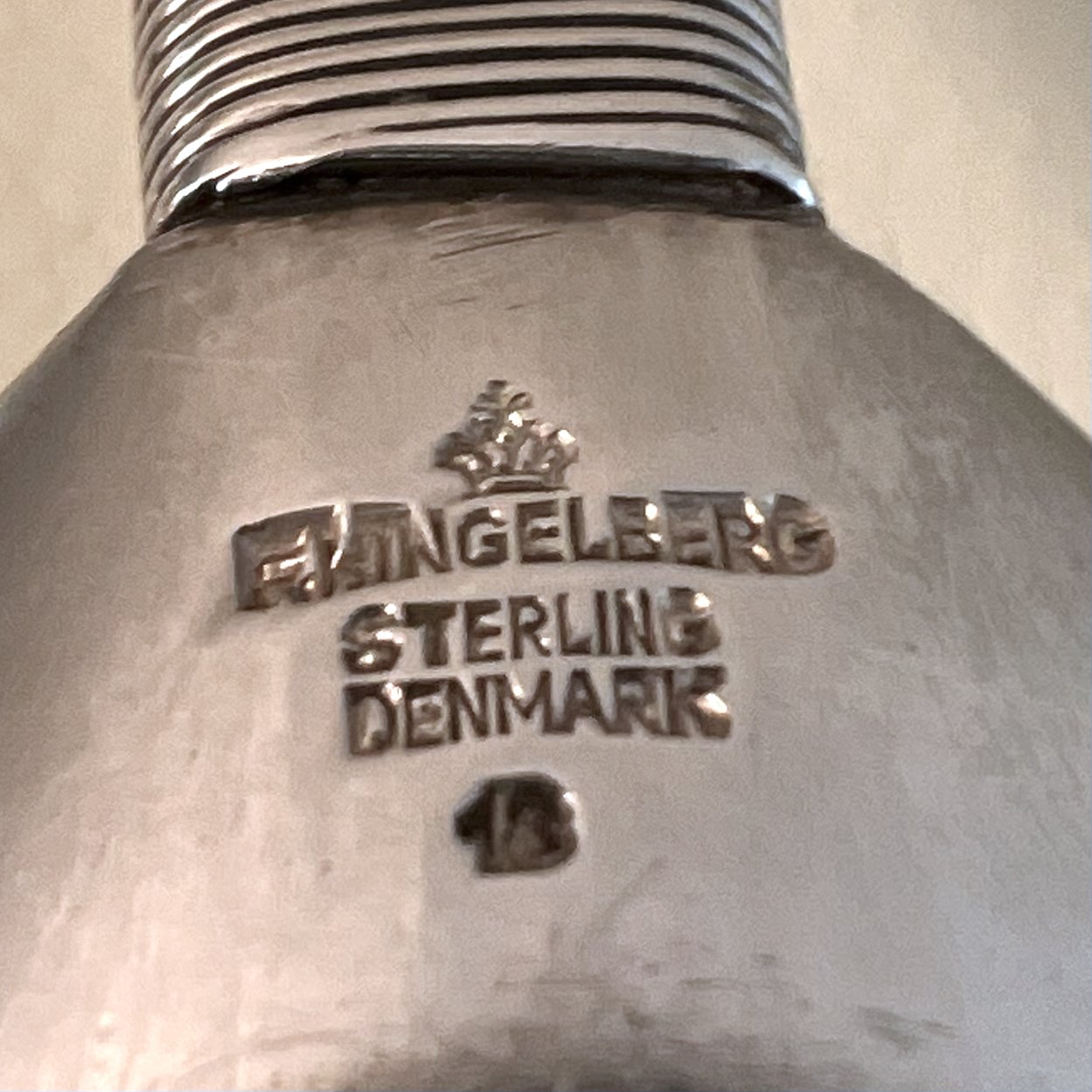 Estate Hingelberg Extra Large Sterling Silver "Thread" Serving Fork and Spoon Set