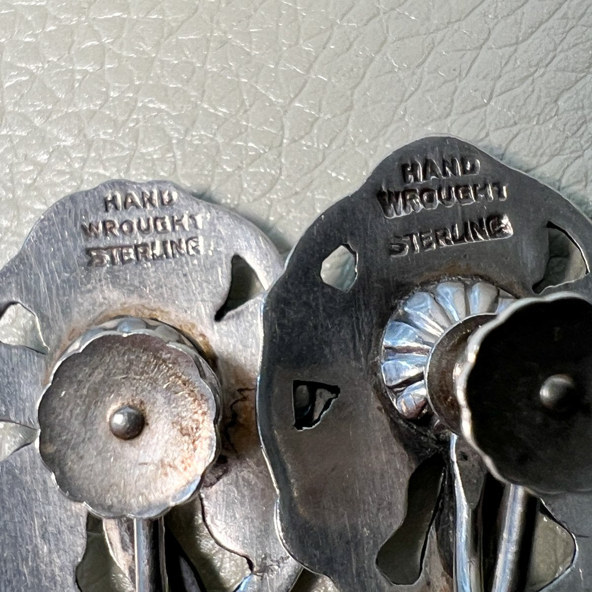 Estate Kalo Hand Wrought Sterling Silver Art Nouveau Orchid Earrings by Bjarne Axness