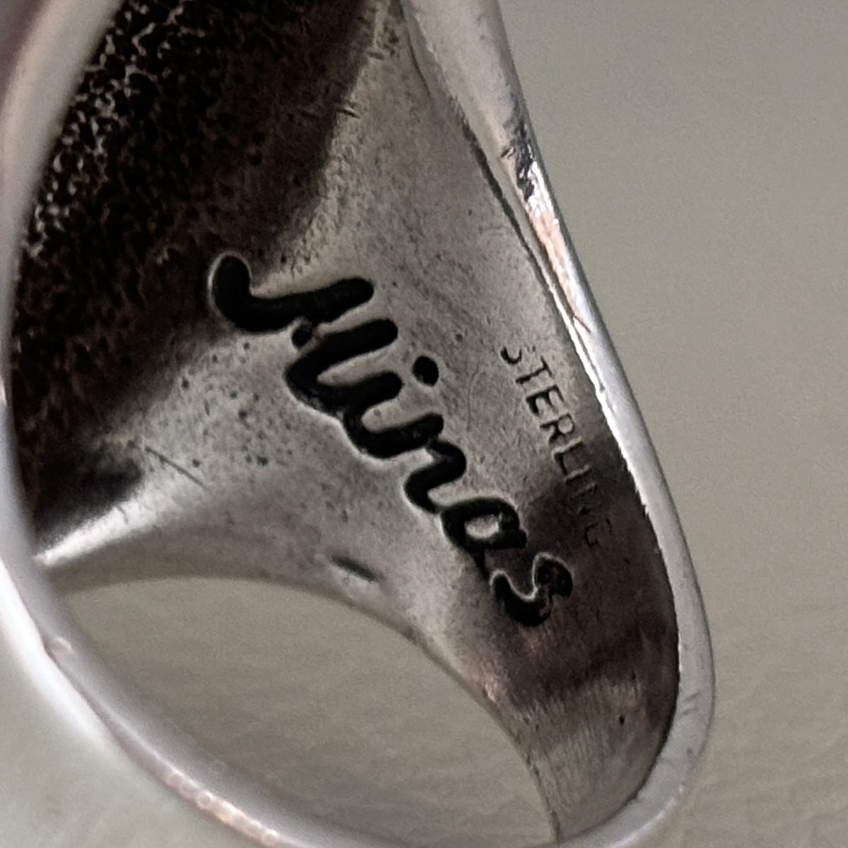 Estate Minas Spiridis Sterling Silver Modernist Oval Ring