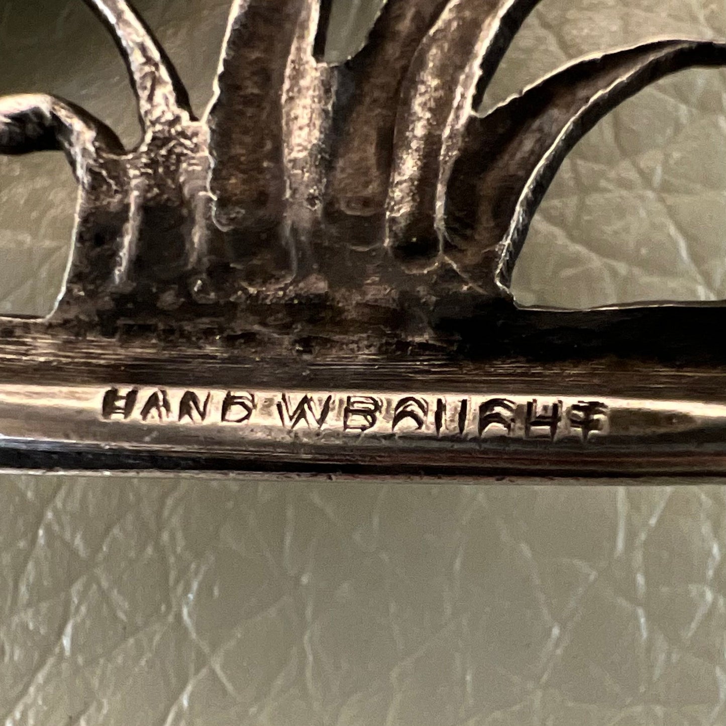 Estate Peer Smed Sterling Silver Hand Wrought Brooch Running Deer Bird Rare