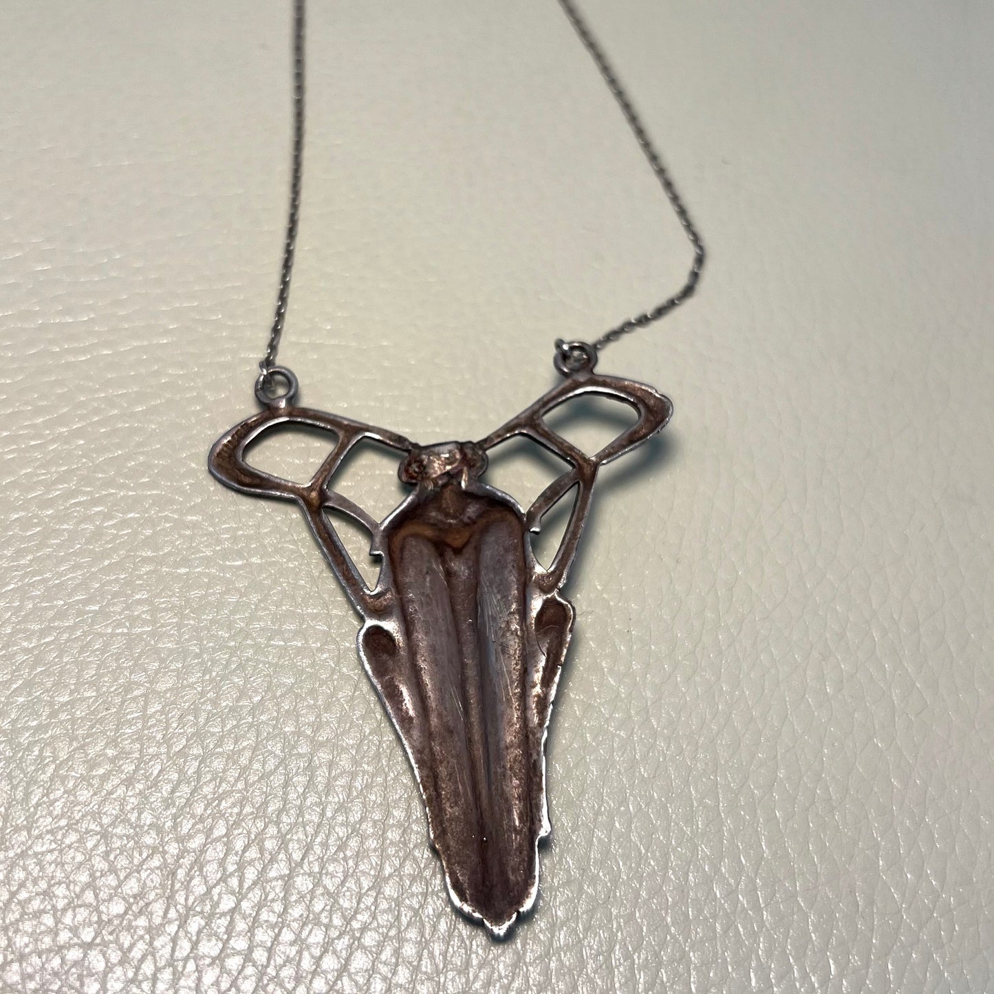 Estate Silver Jugendstil Pendant with Green and Turquoise Enamel Emerald Ash Borer Beetle Art Nouveau Necklace