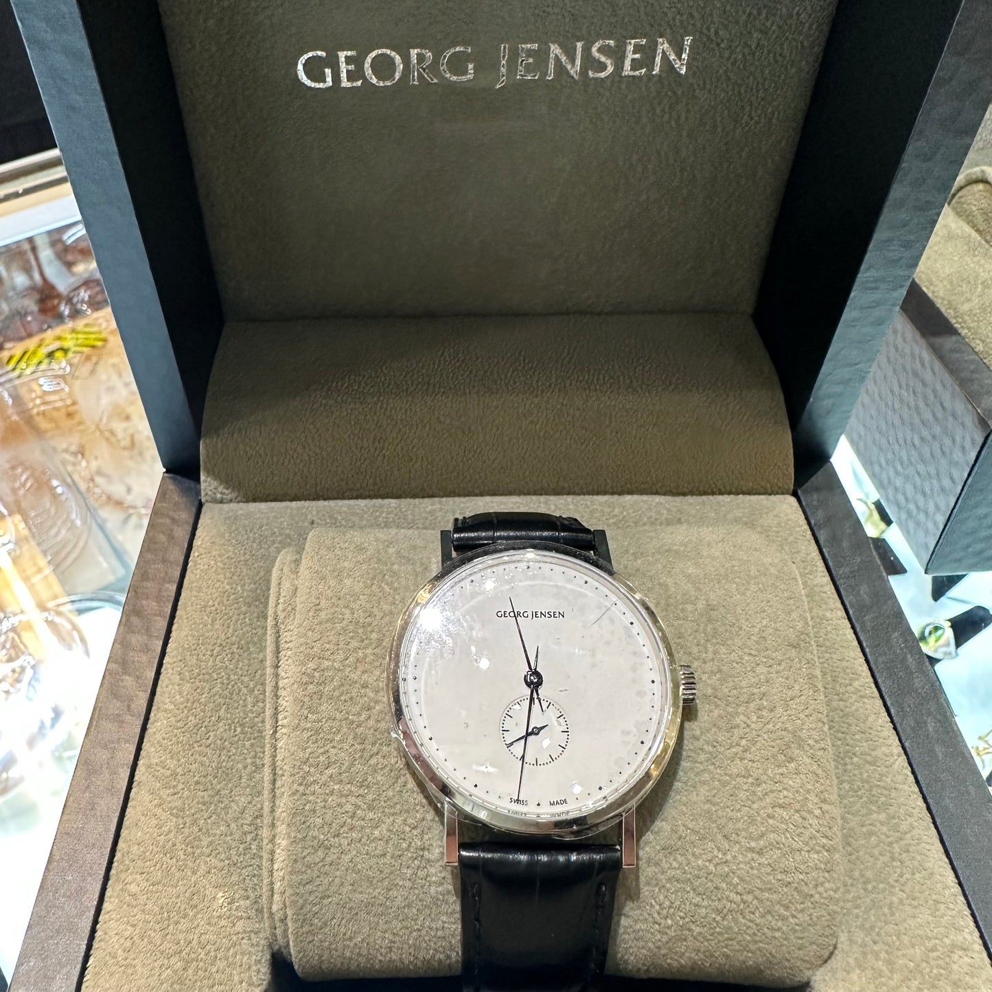 Estate Georg Jensen Manual 38mm Watch K38-ST52 Black Alligator by Henning Koppel
