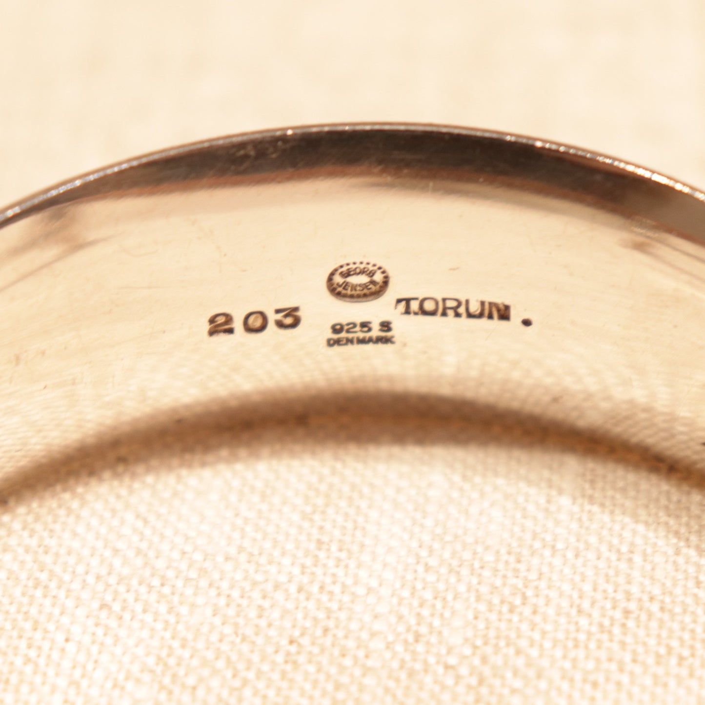 Georg Jensen Sterling Silver Bracelet by Vivianna Torun No 203 with Silver Lozenge, Smokey Quartz 203B, and Tiger Agate 203A