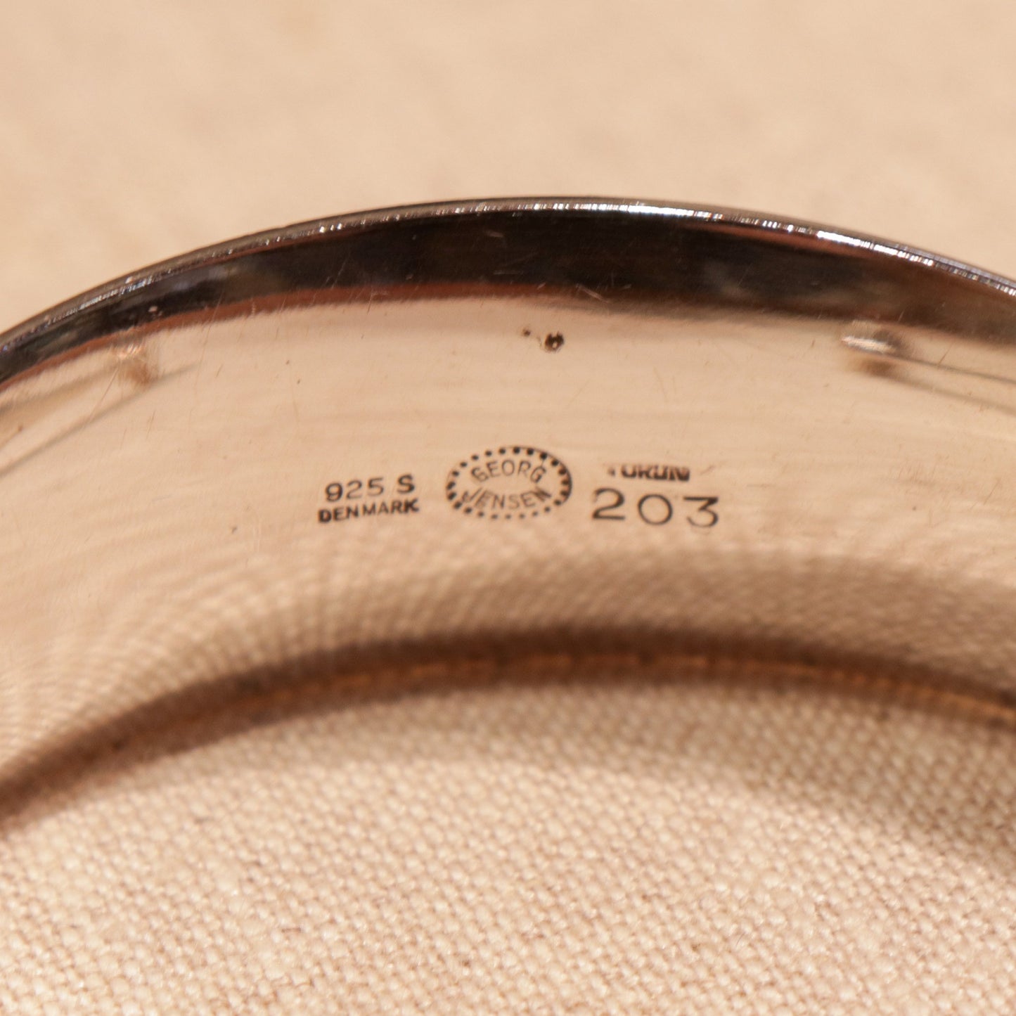 Georg Jensen Sterling Silver Cuff with Rutilated Quartz Center by Vivianna Torun No. 203B