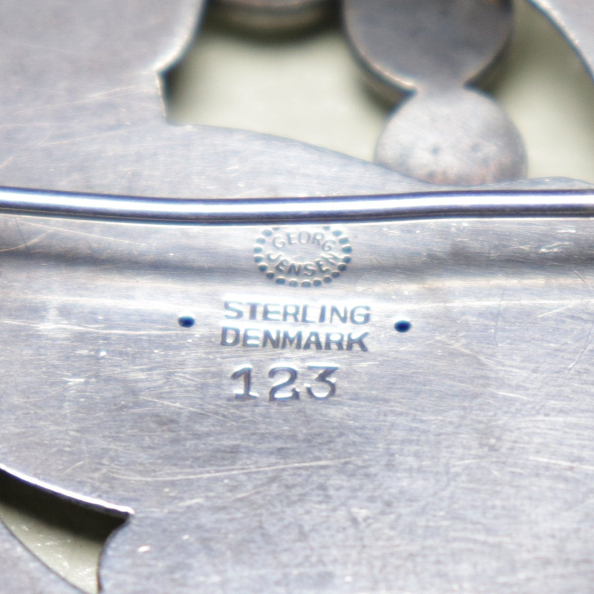 Georg Jensen Sterling Silver Brooch Design No. 123 by Kristian Møhl-Hansen with Silver Cabochons