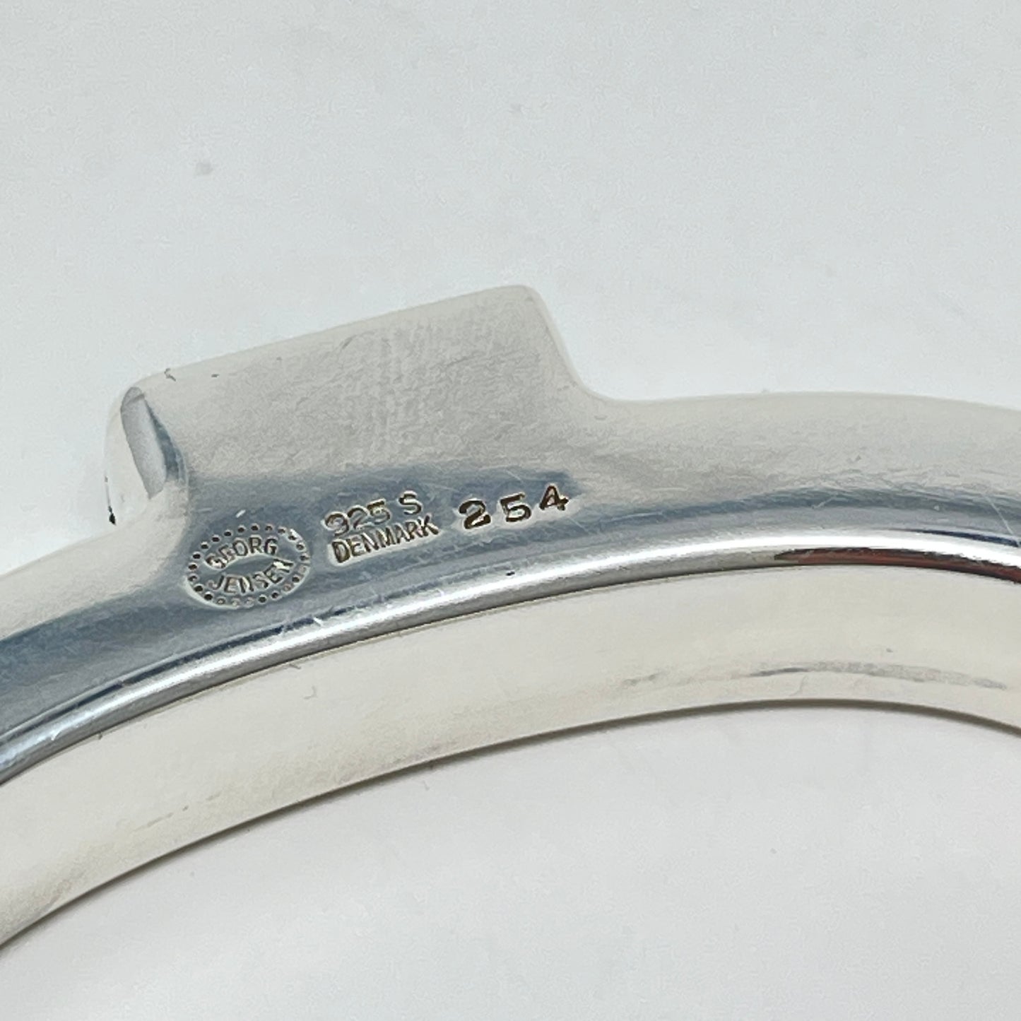 Estate Georg Jensen Sterling Silver Bangle with Inlaid Carnelian by Kim Naver No 254