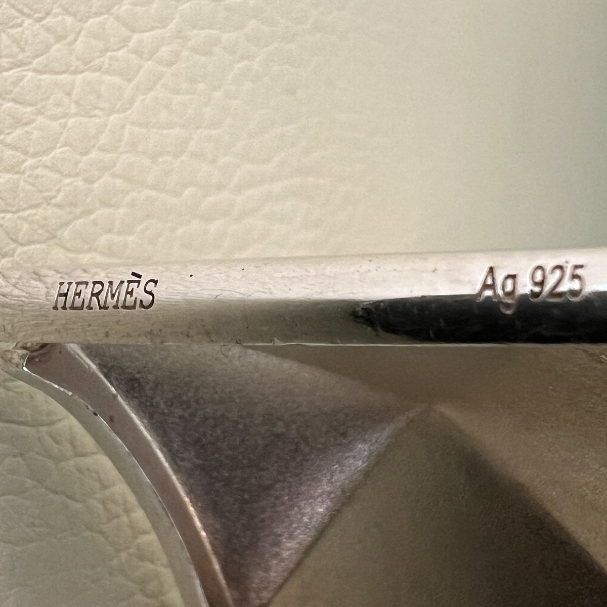 Hermès Sterling Silver Pyramid Bracelet with Hermès Box