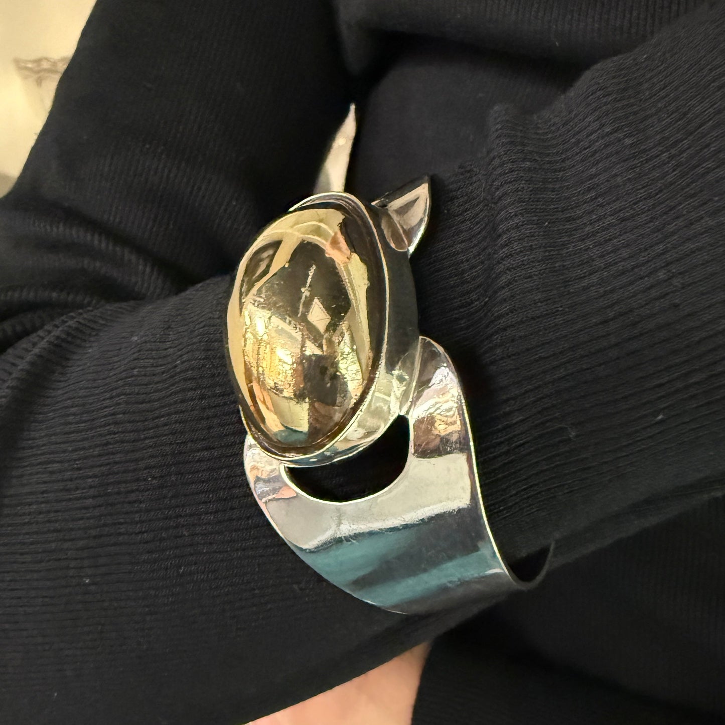 Estate Sterling Silver and Vermeil Cuff