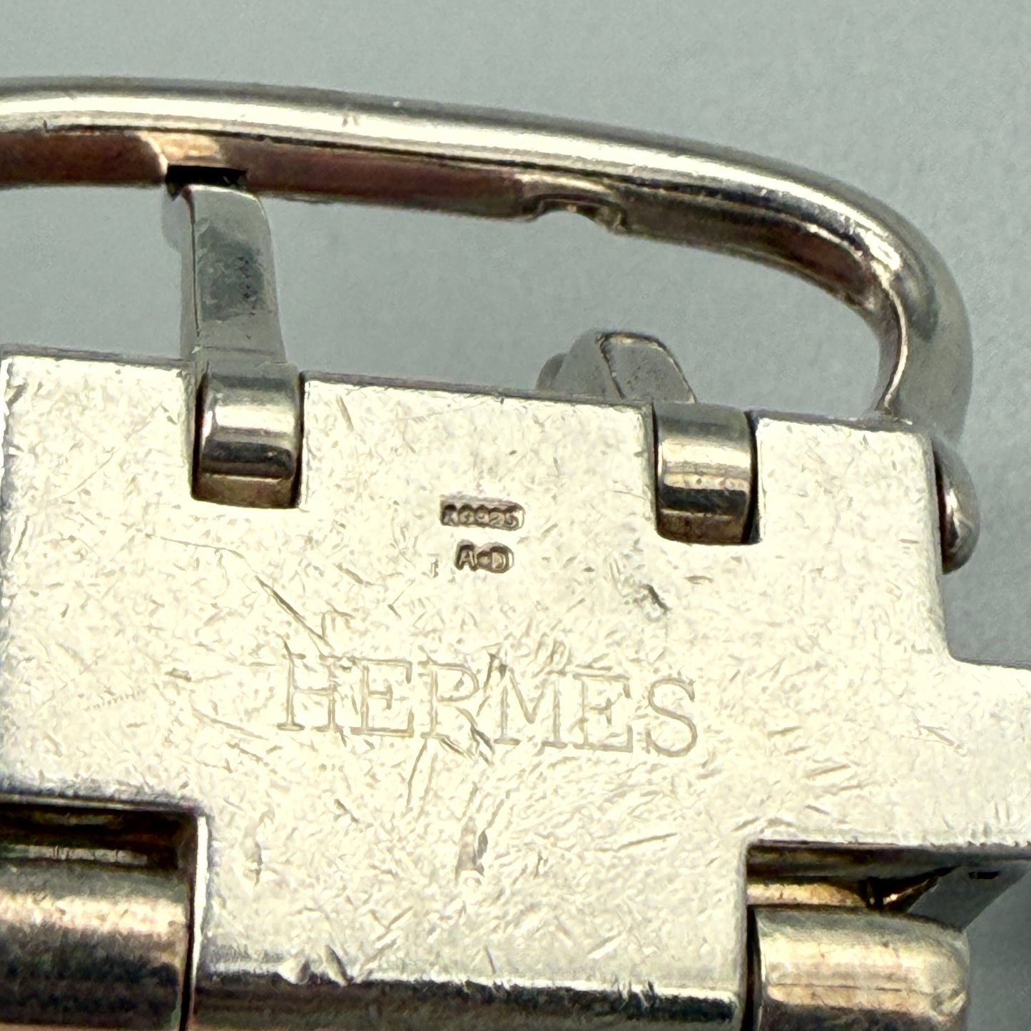 Estate Hermes Bookle Serie TGM Curb Chain Belt Clasp Bracelet