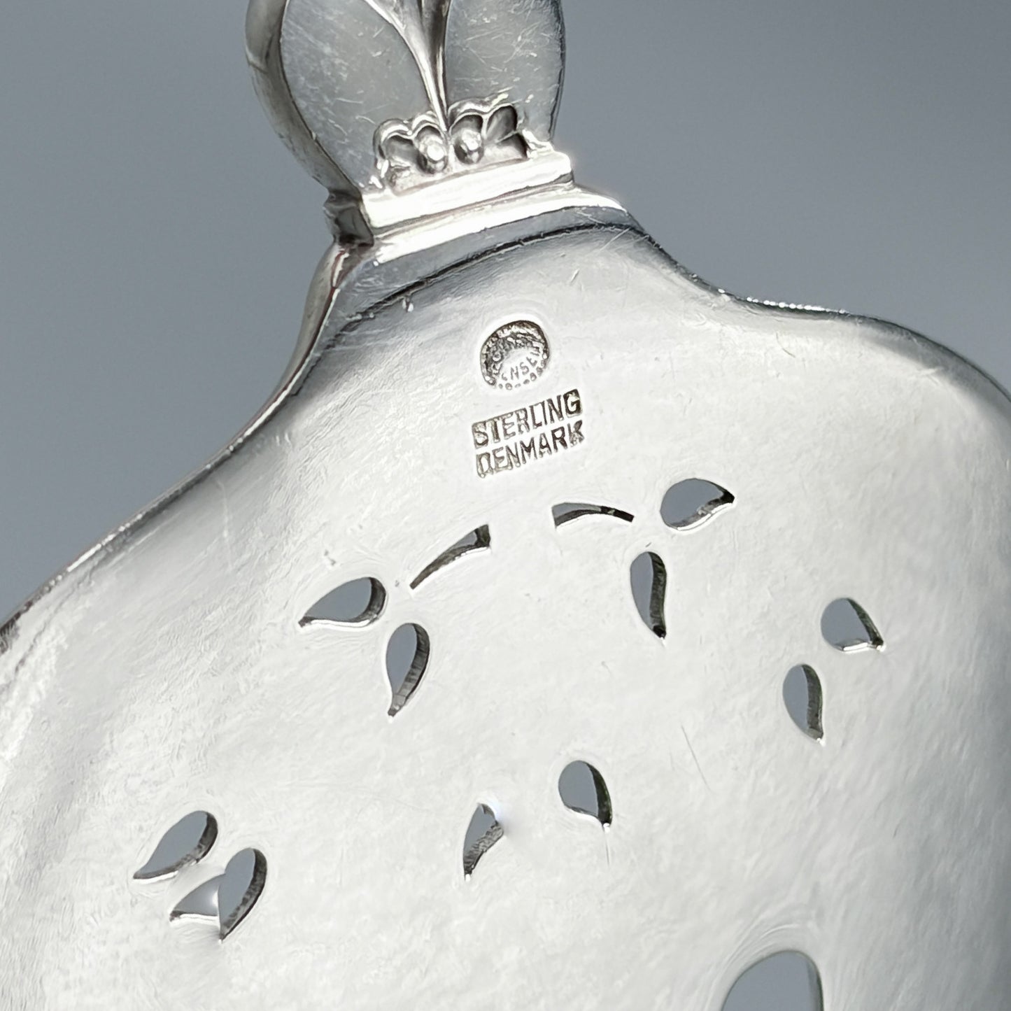 Estate Georg Jensen Sterling Silver "Cactus" Pattern Pierced Pastry Server