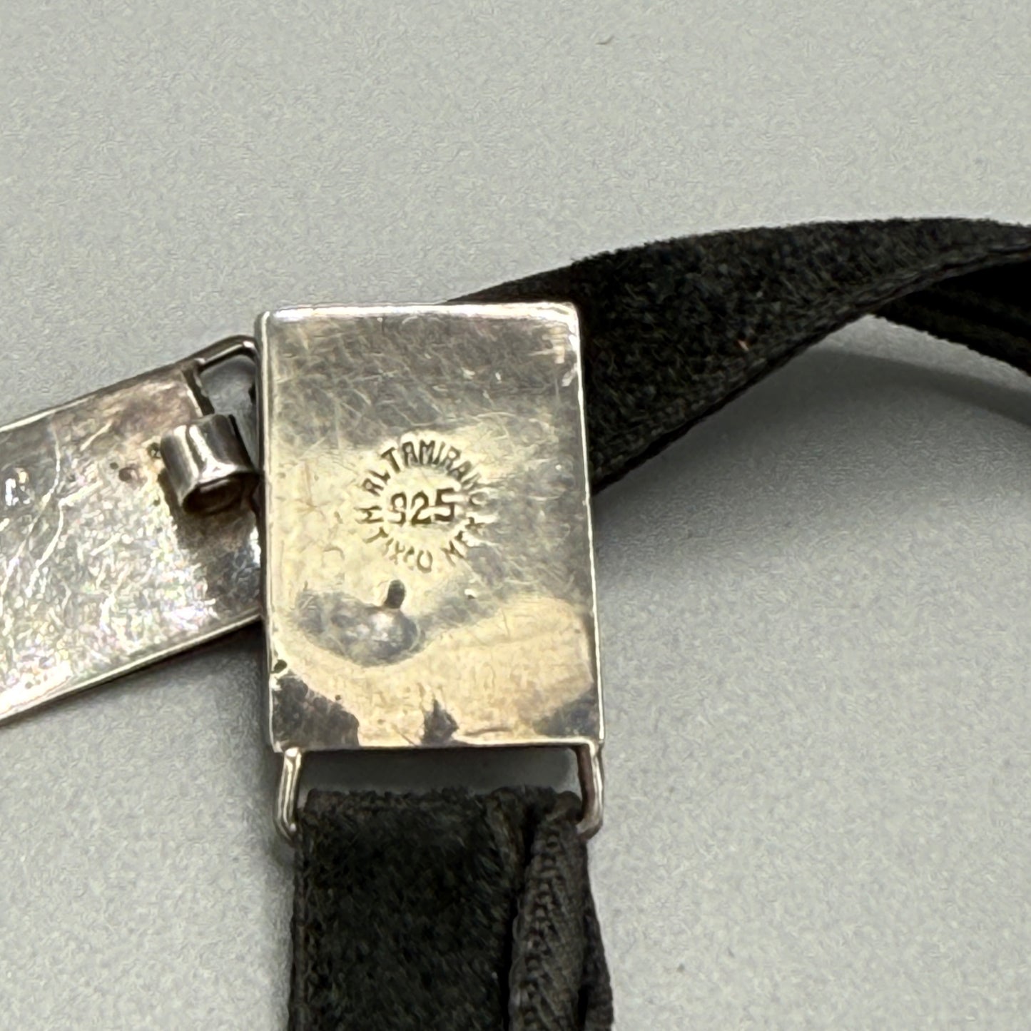 Estate Taxco Mexico Manuel Altamirano Sterling Silver on Velvet Armadillo Necklace