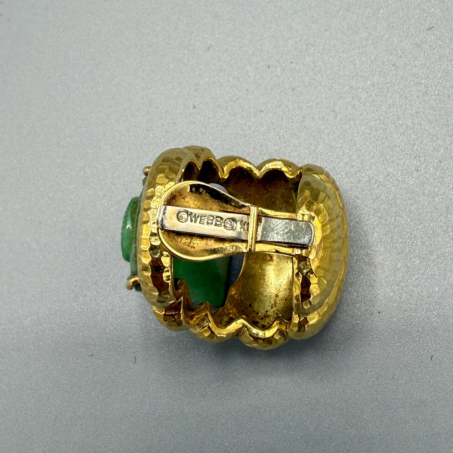 Estate David Webb 18k Gold and Jade Clip-on Earrings