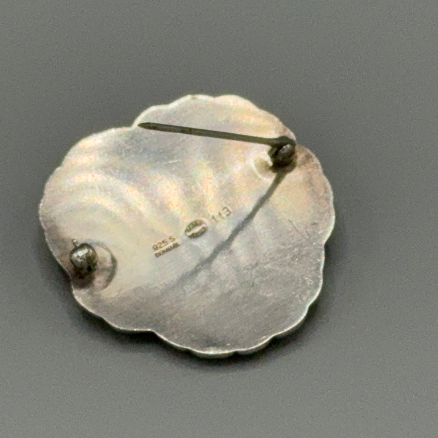 Estate Georg Jensen Sterling Silver Pansy Brooch with Moonstone No. 113