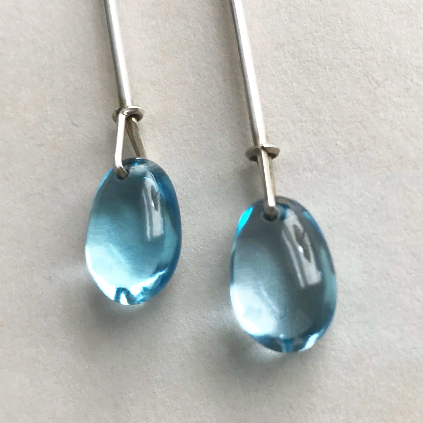 Georg Jensen Sterling Silver "Dewdrop" Earrings With Blue Topaz by Torun