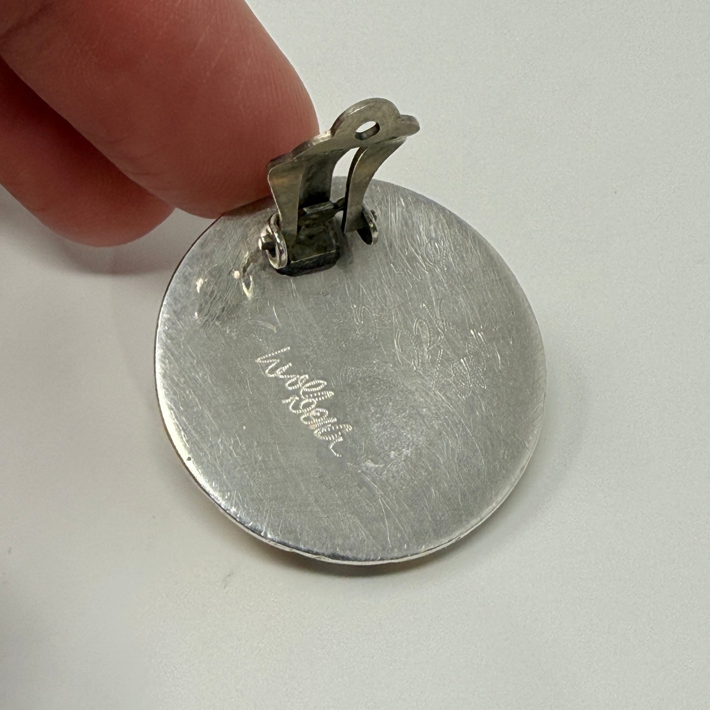 Estate Sterling Silver and 22K Gold Clip On Earrings with London Blue Topaz