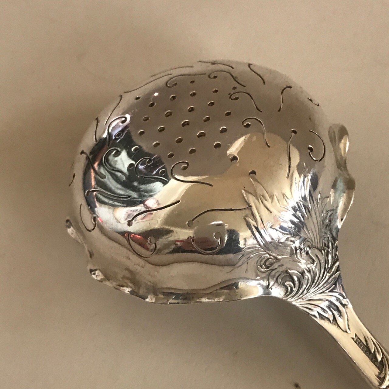 Estate Tiffany & Co. Rare Sterling Silver Chrysanthemum Pea Spoon