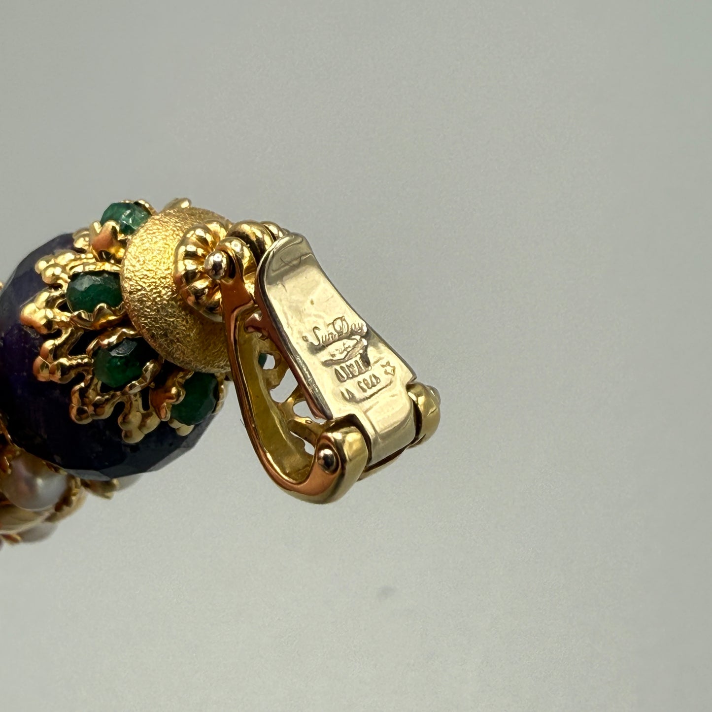 Sun Day Cross Pendant with Gemstones 18KT Yellow Gold by Siciliano Gioielli