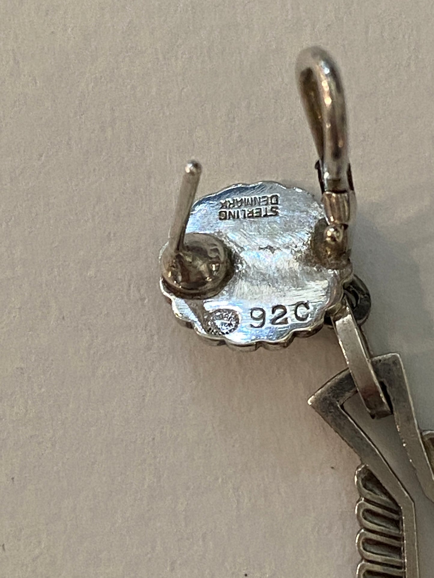 Estate Georg Jensen Sterling Silver Triangle Dangle Earrings by Jorgen Jensen No. 92C