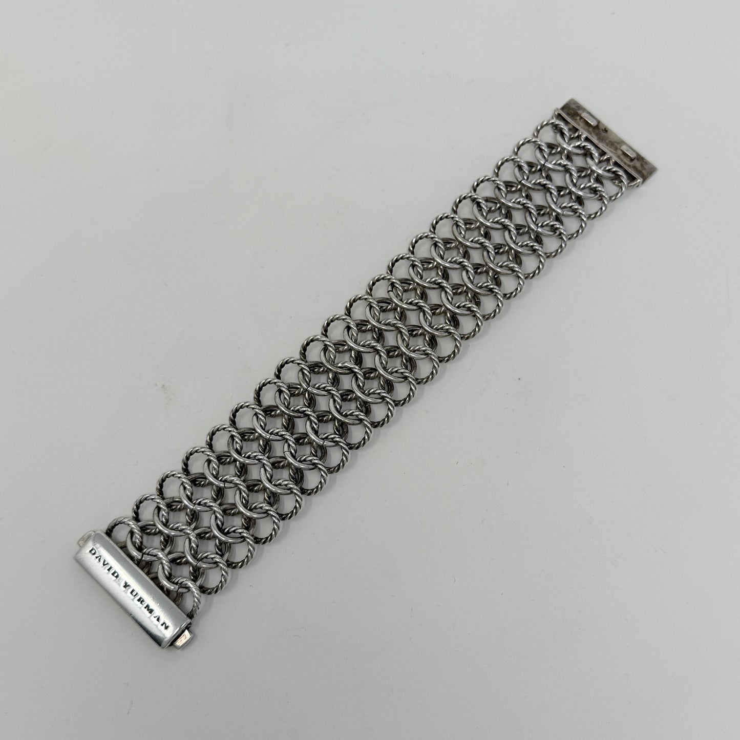 Estate Sterling Silver David Yurman Chain Necklace and Bracelet with 18K Gold DY Hallmark