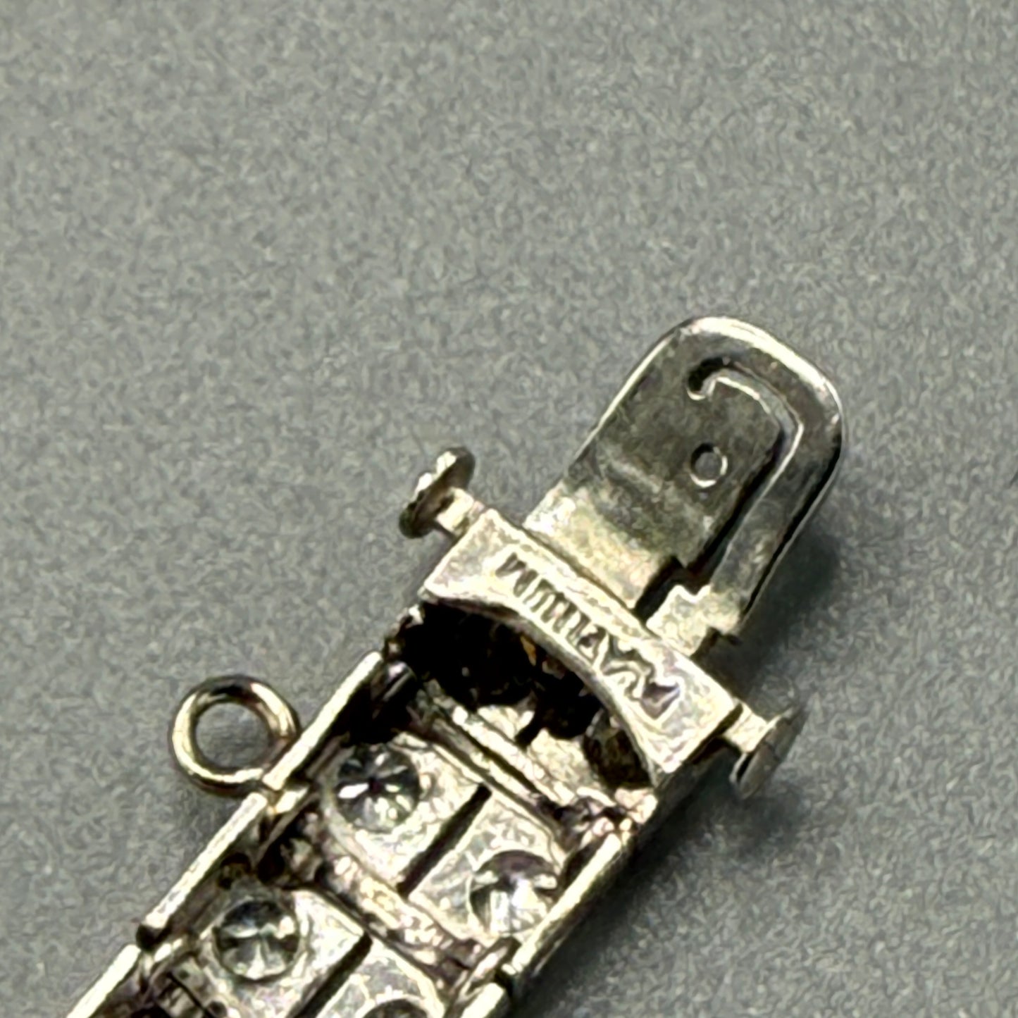 Estate Diamond Tennis Bracelet with Three Marquise Center Stones in Platinum