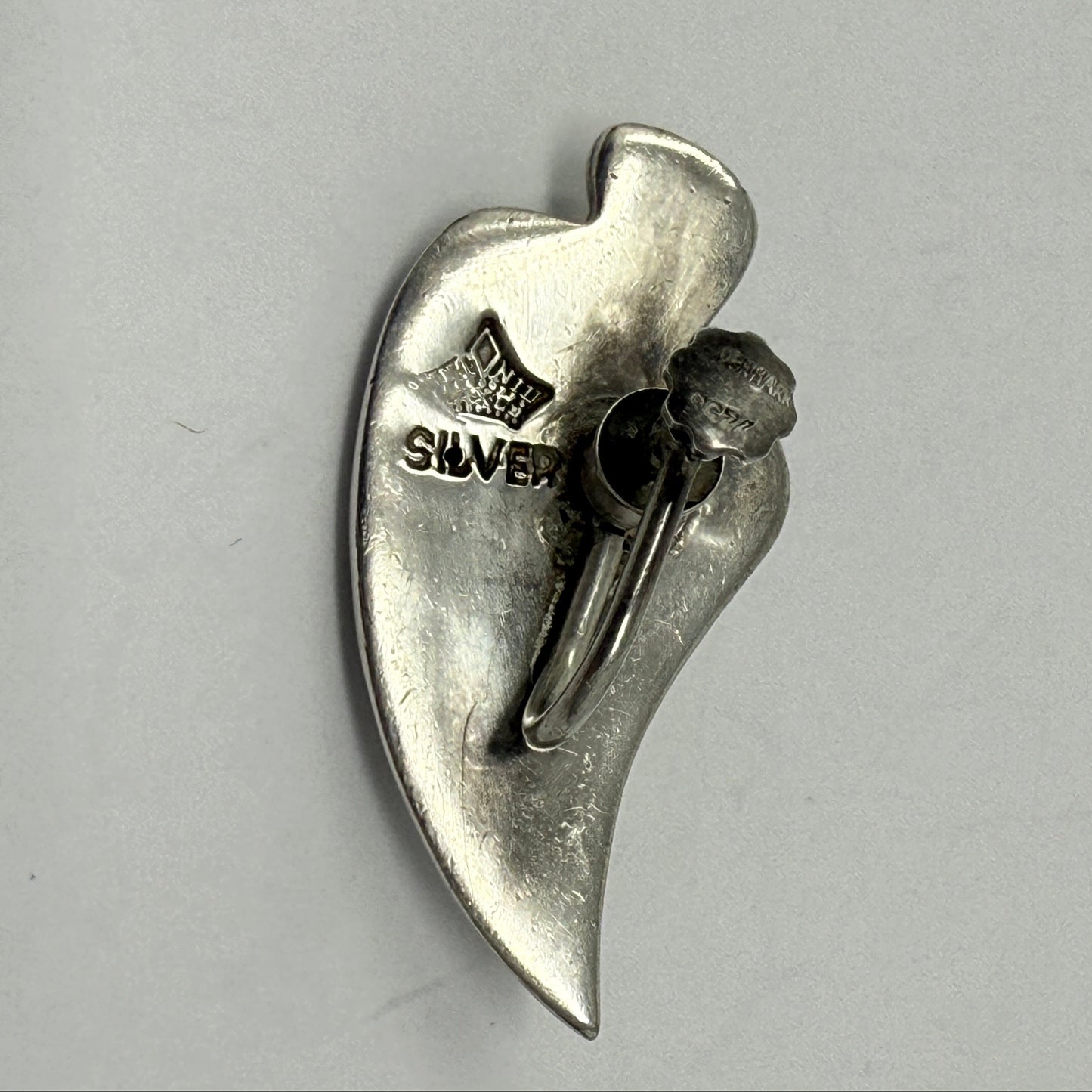 Estate Antonio Pineda 970 Silver Leaf Post Back Earrings