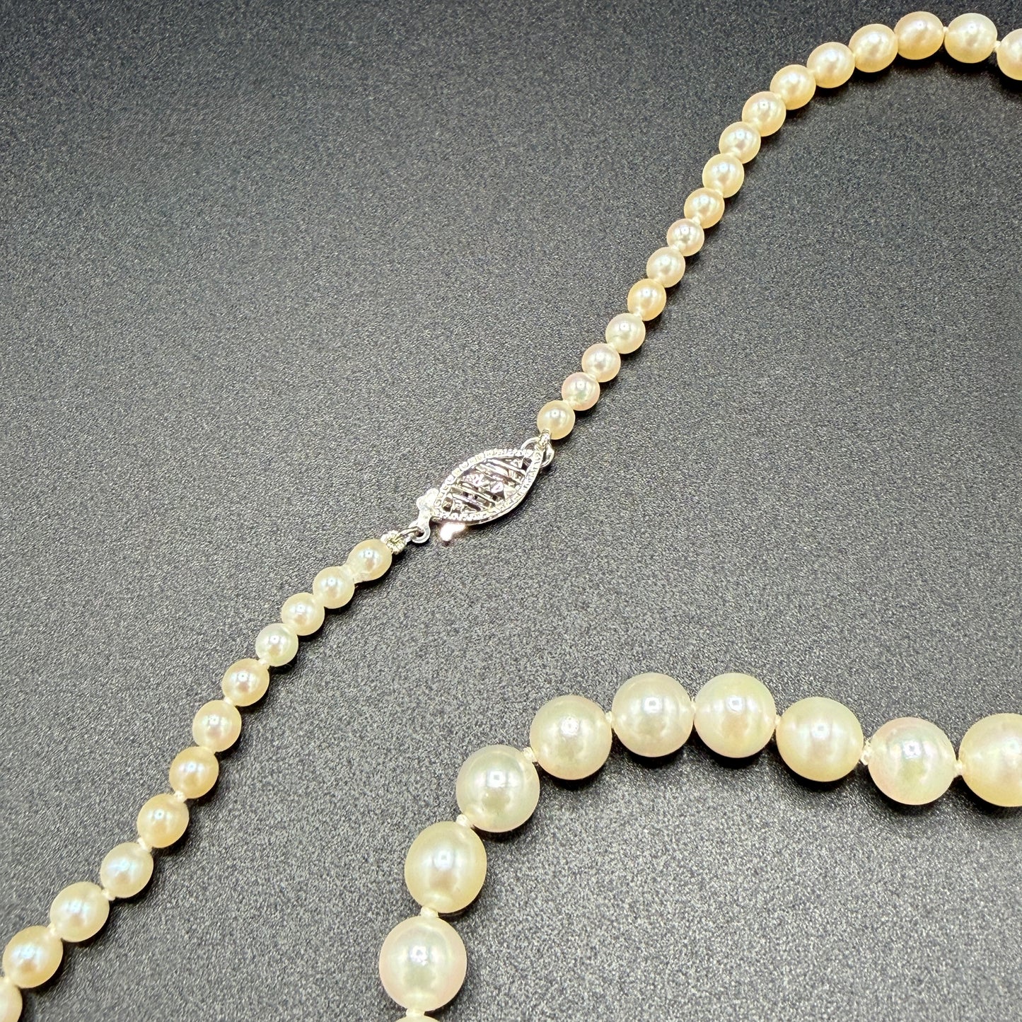 Estate Graduated Akoya Pearl Choker with 14KT White Gold Clasp