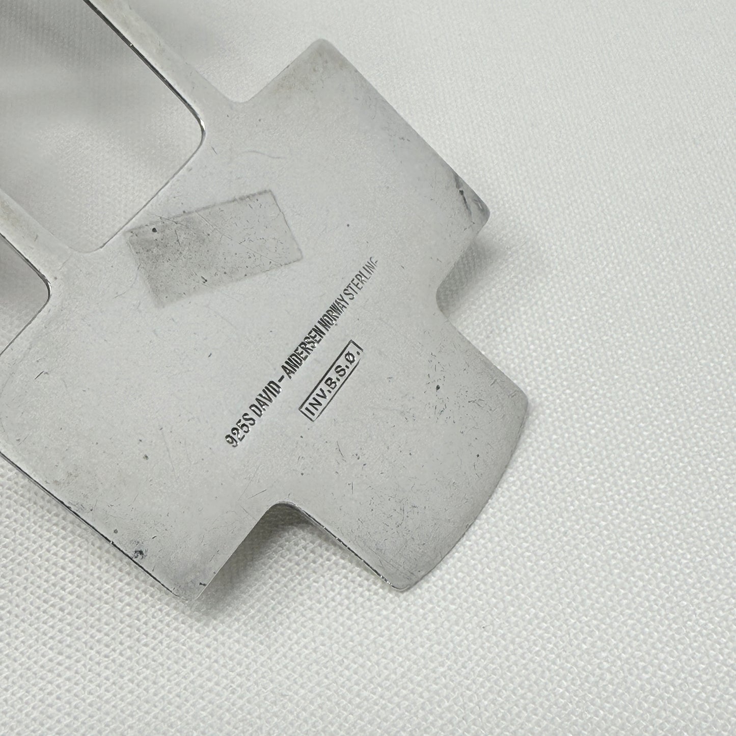 Estate David Andersen Sterling Silver Cubism Long Link Necklace